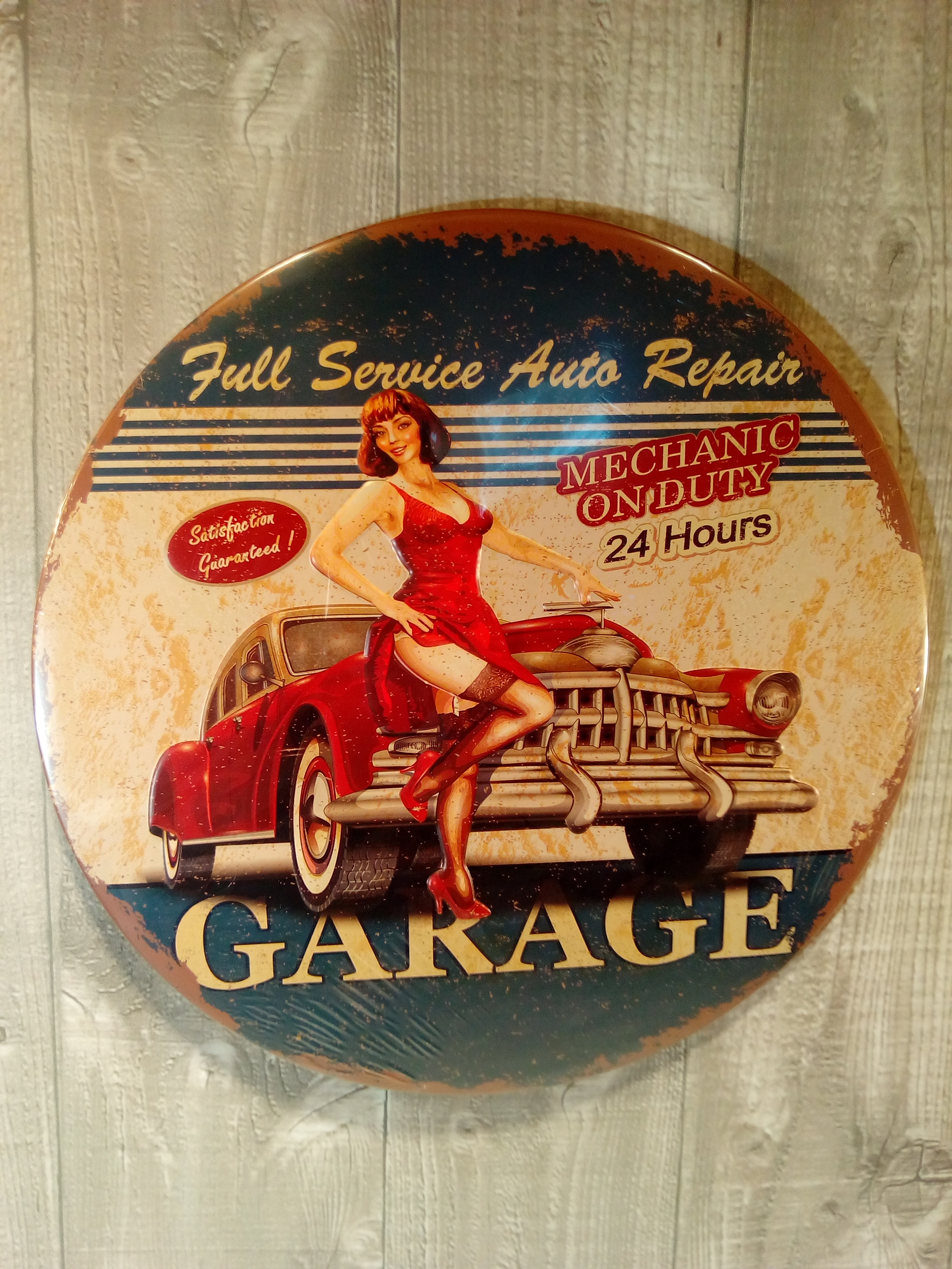 Plaque Métal Vintage SUPERDANT - Déco Garage 24/7 Full Service
