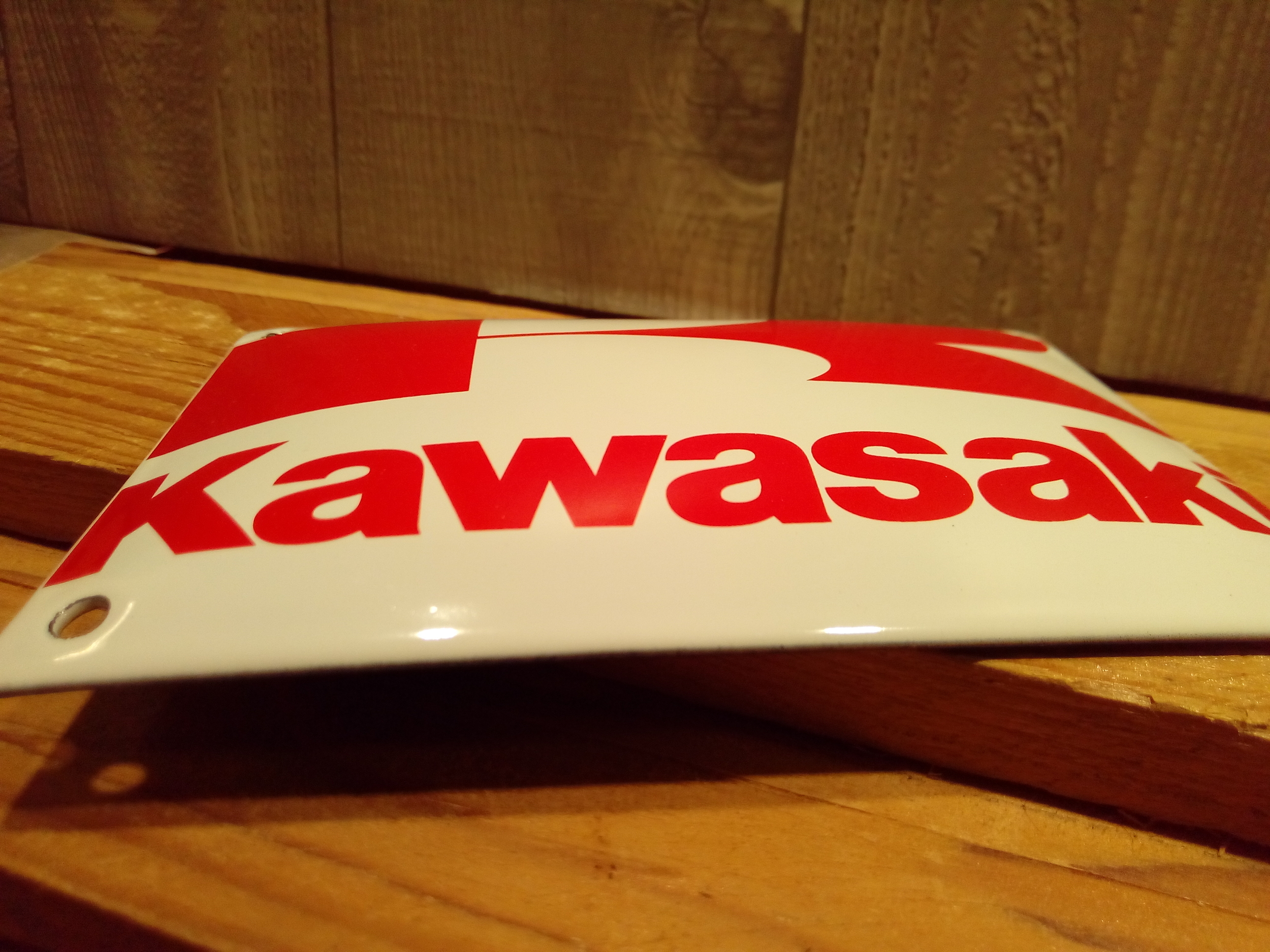plaque déco émaillée rétro vintage kawasaki