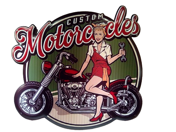 plaque métal déco pin-up vintage moto