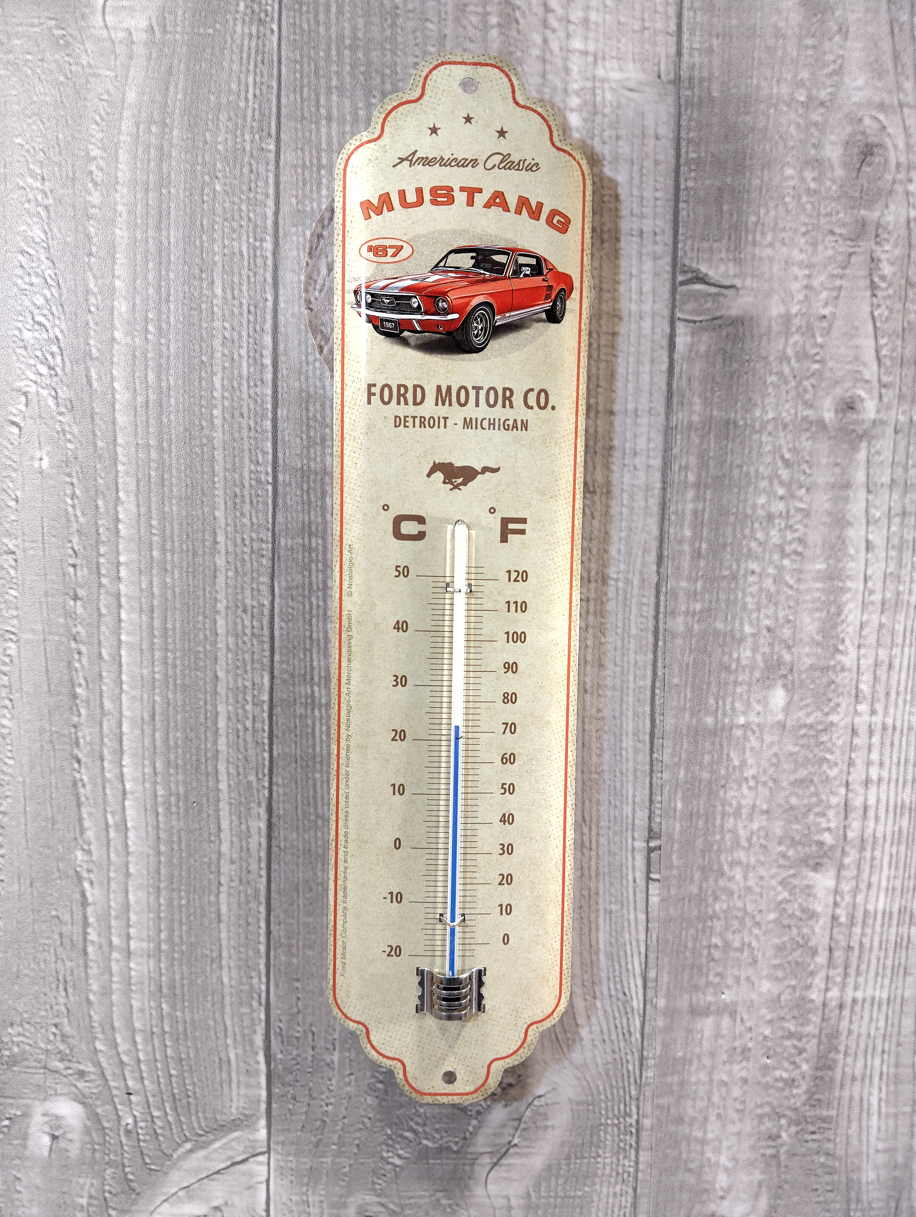 thermomètre métal déco ford mustang vintage