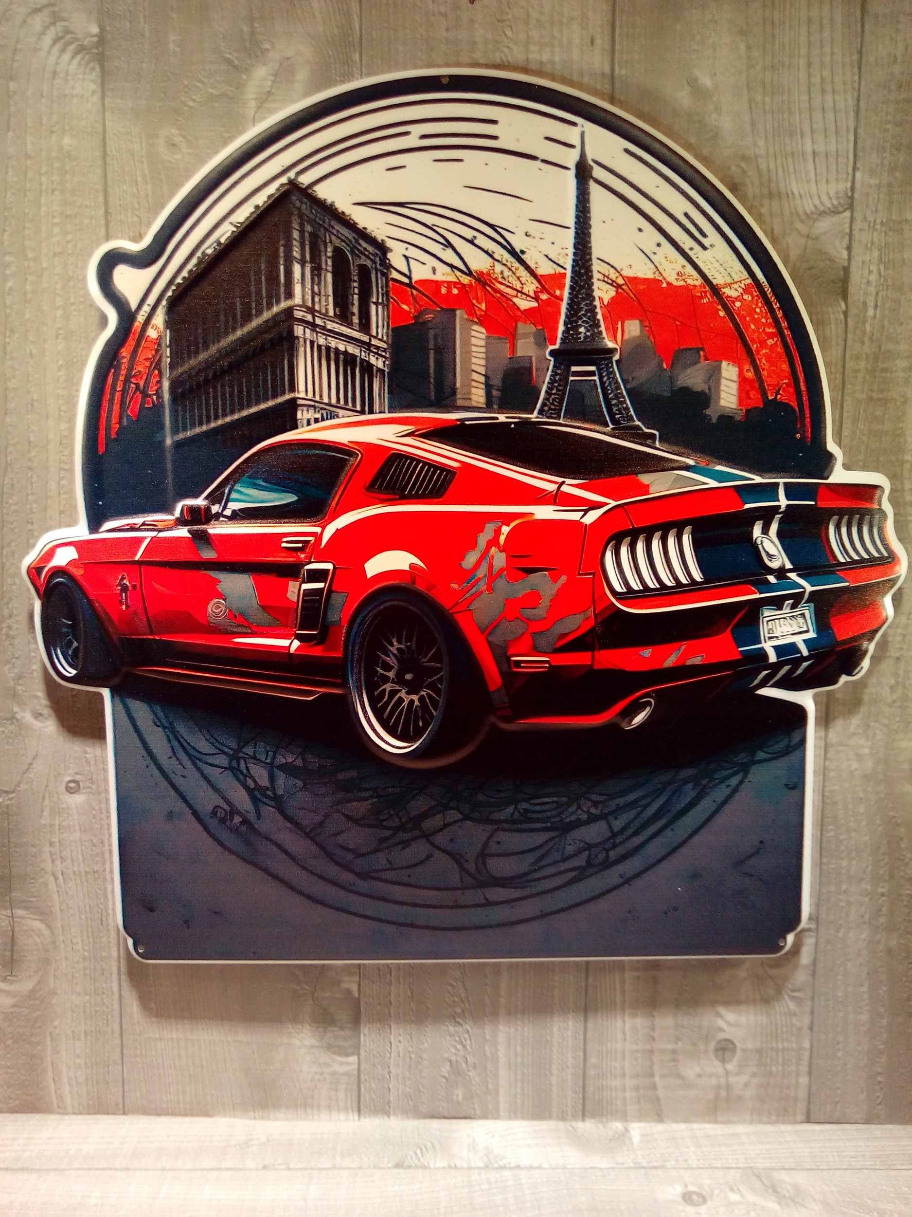 plaque métal publicitaire ford mustang tour eiffel