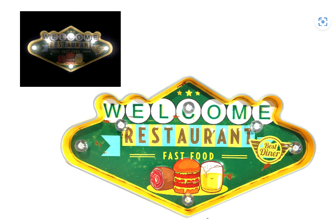enseigne lumineuse welcome restaurant vintage