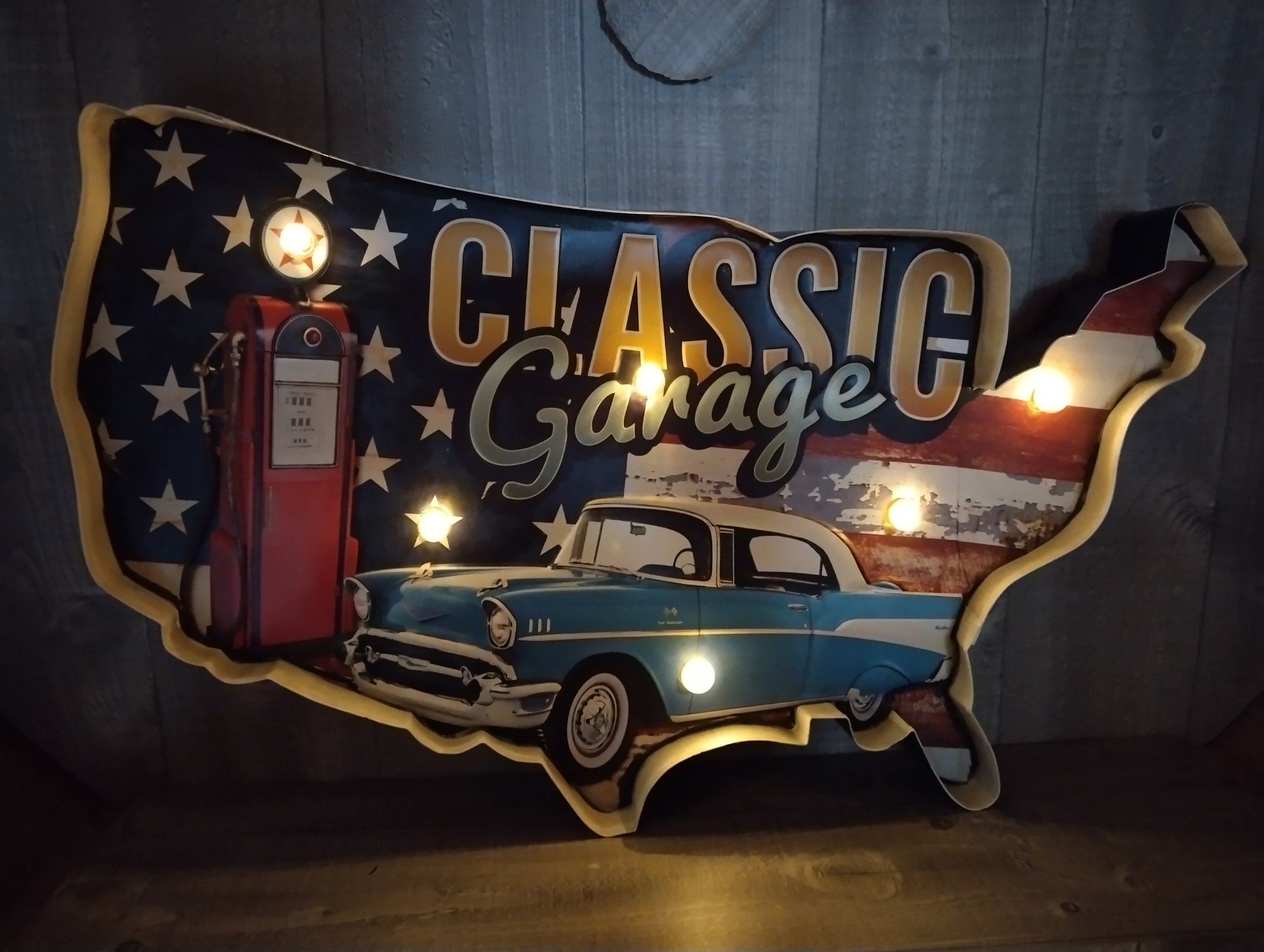 enseigne lumineuse rétro vintage classic garage