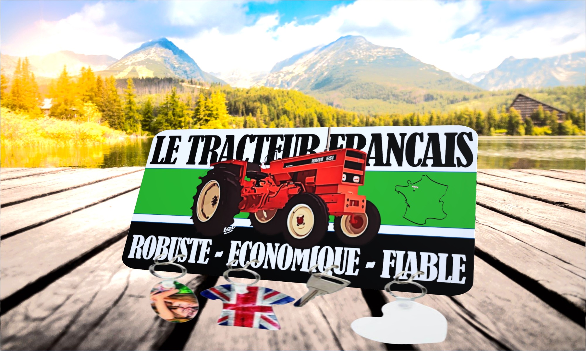 accroche-clés publicitaire vintage tracteur francais