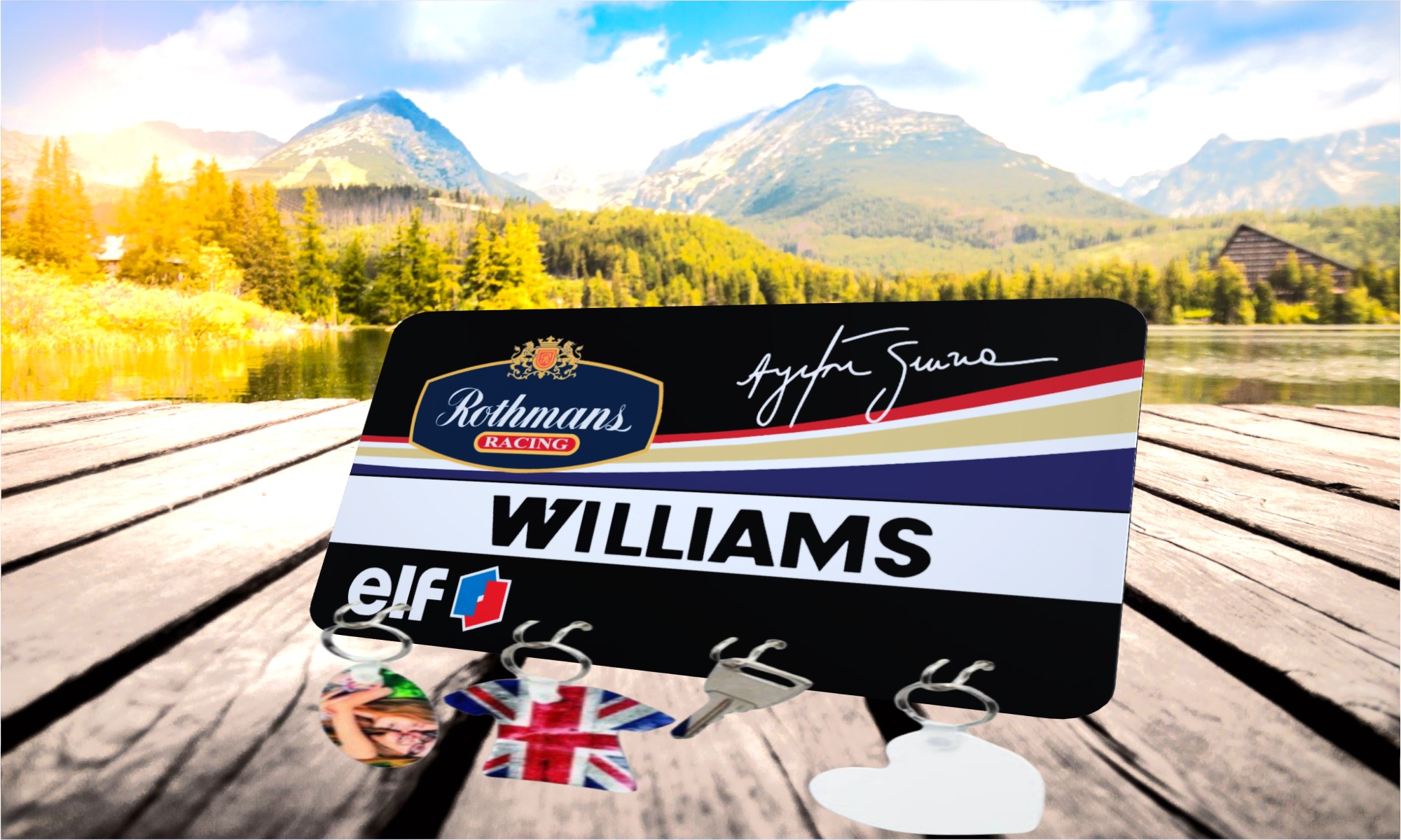 accroche-clés publicitaire williams senna