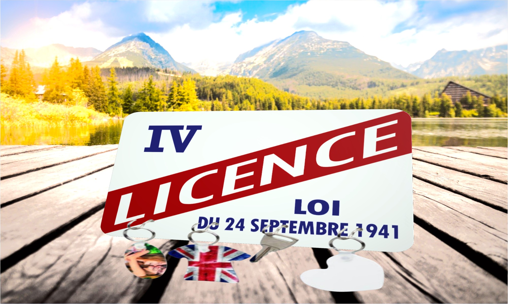accroche-clés publicitaire licence IV vintage