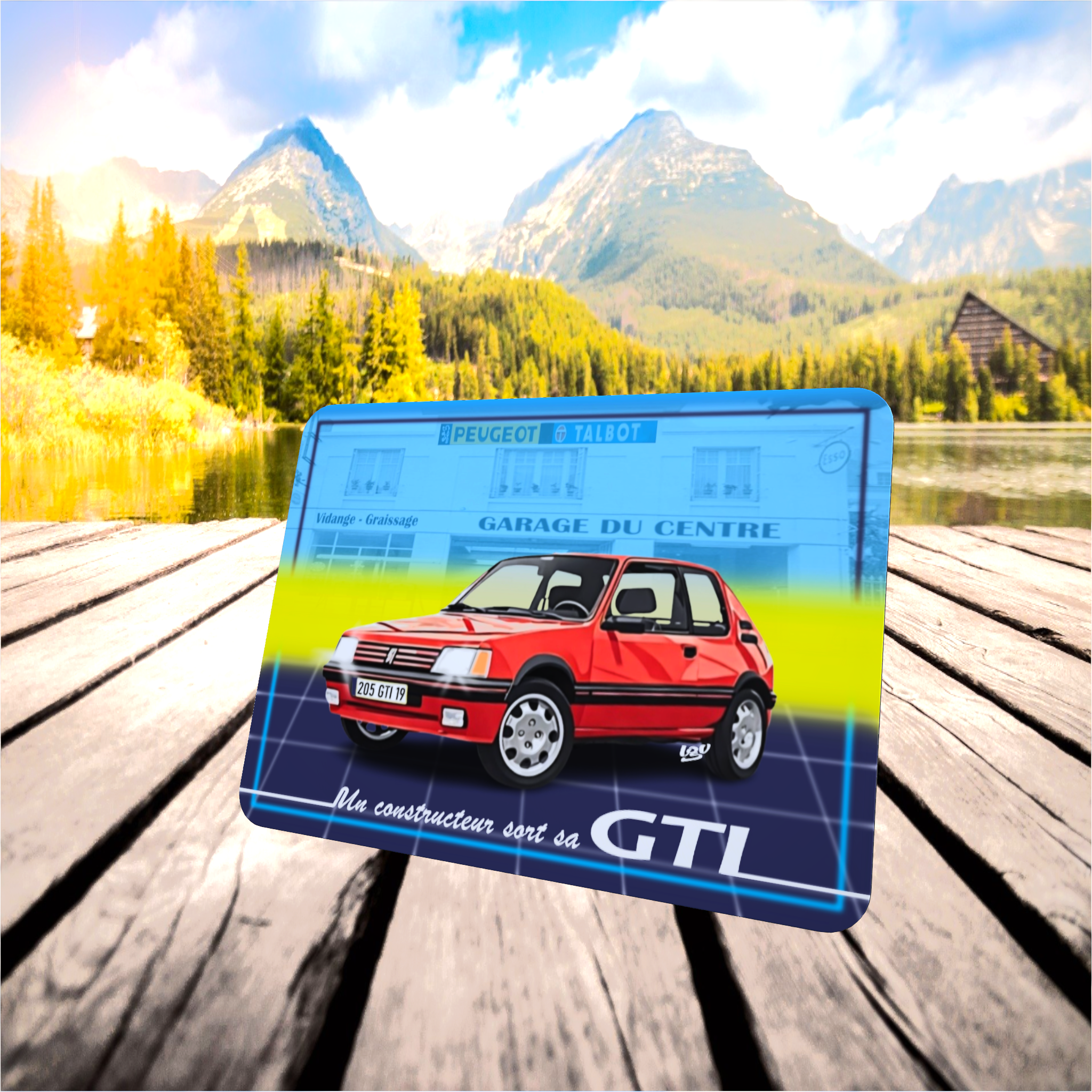tapis de souris publicitaire déco peugeot 205 gti