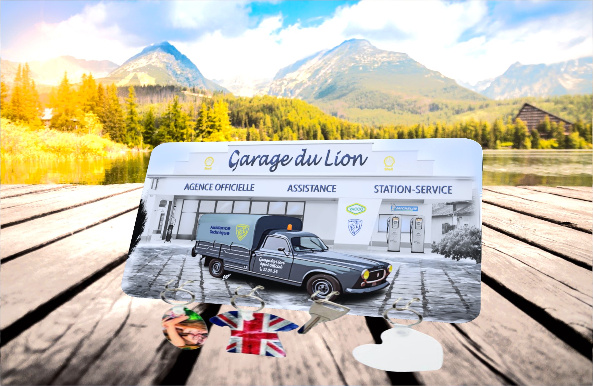 accroche-clés mural déco publicitaire peugeot assistance