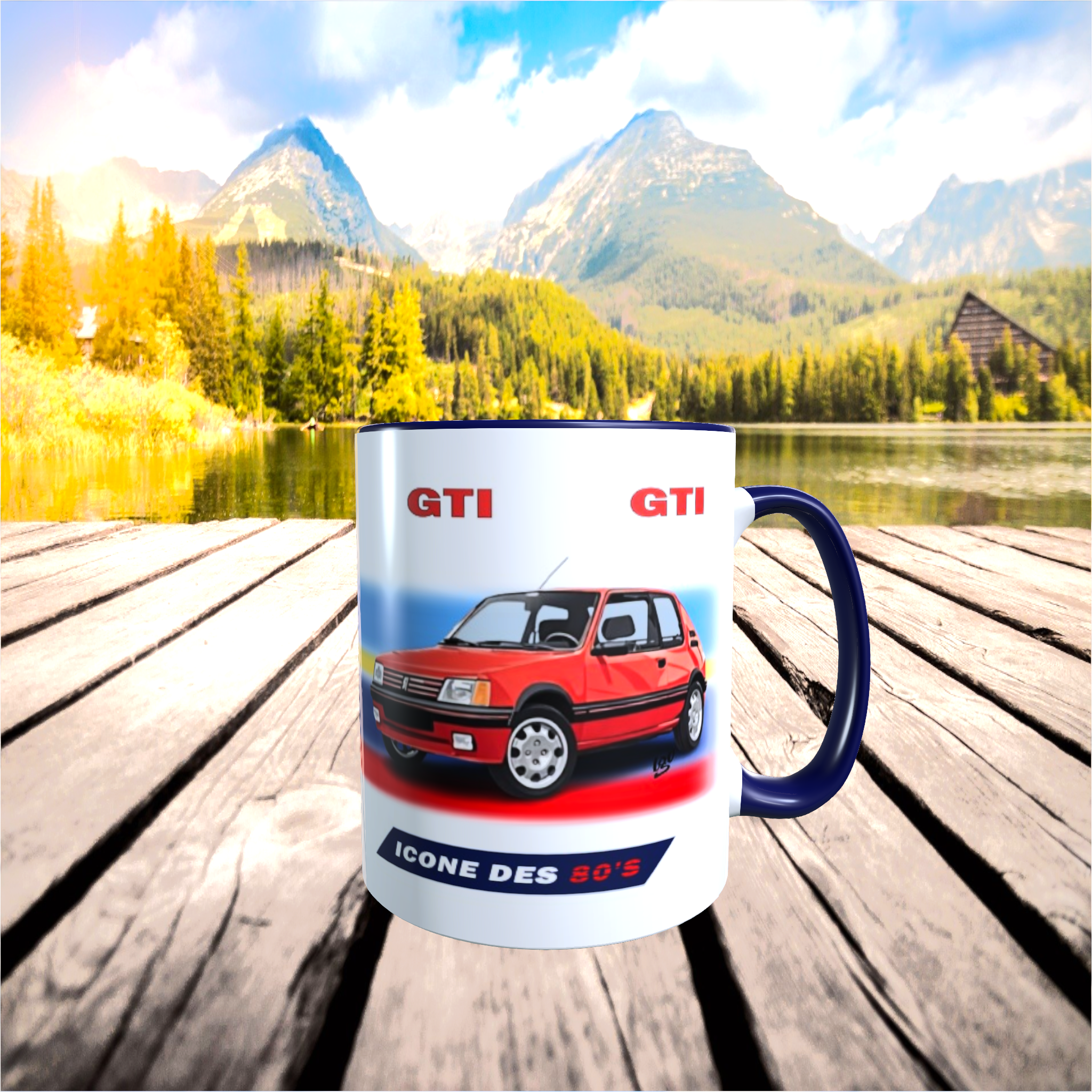 mug céramique publicitaire peugeot 205 gti