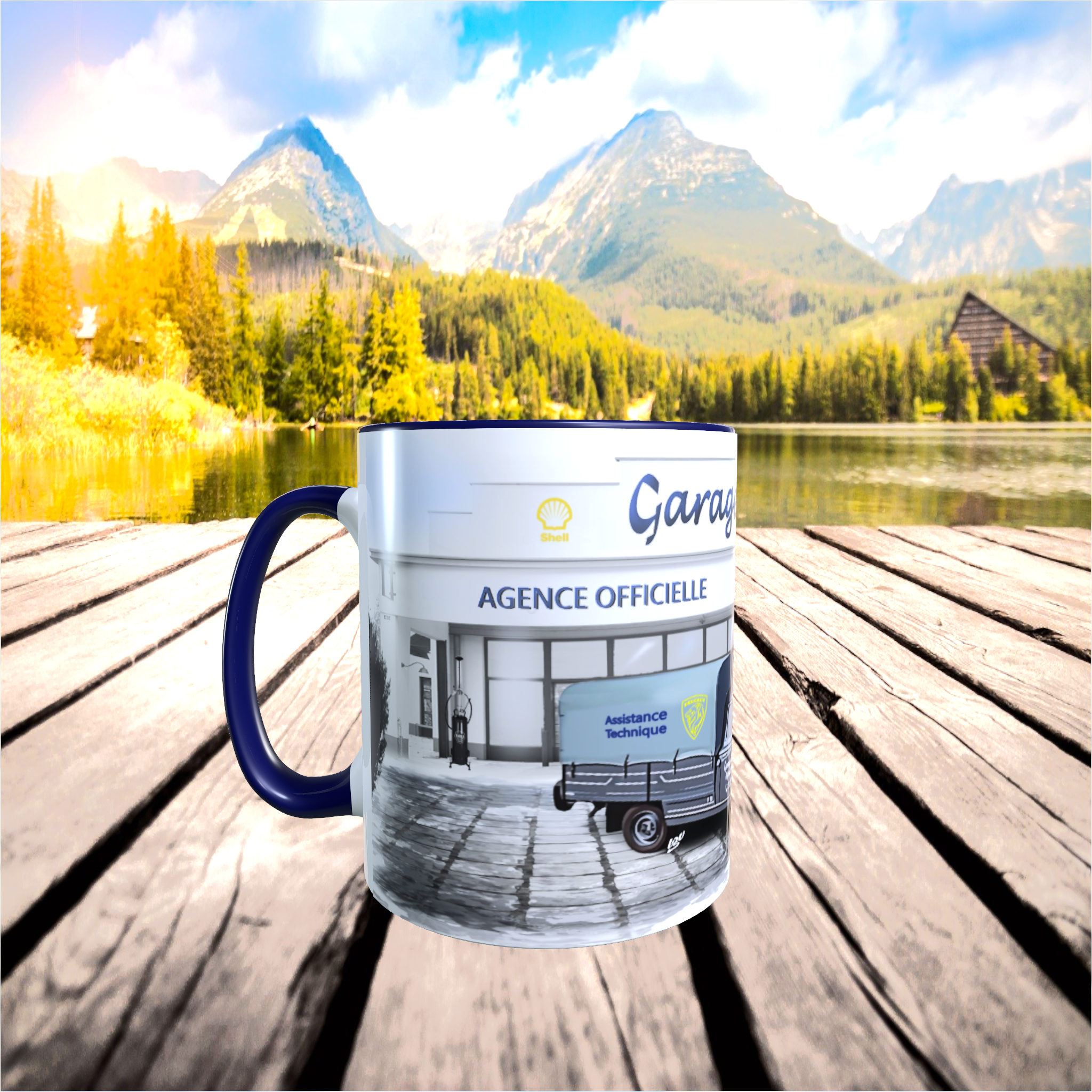mug céramique publicitaire peugeot garage assistance