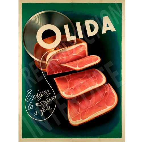 plaque publicitaire vintage jambon olida