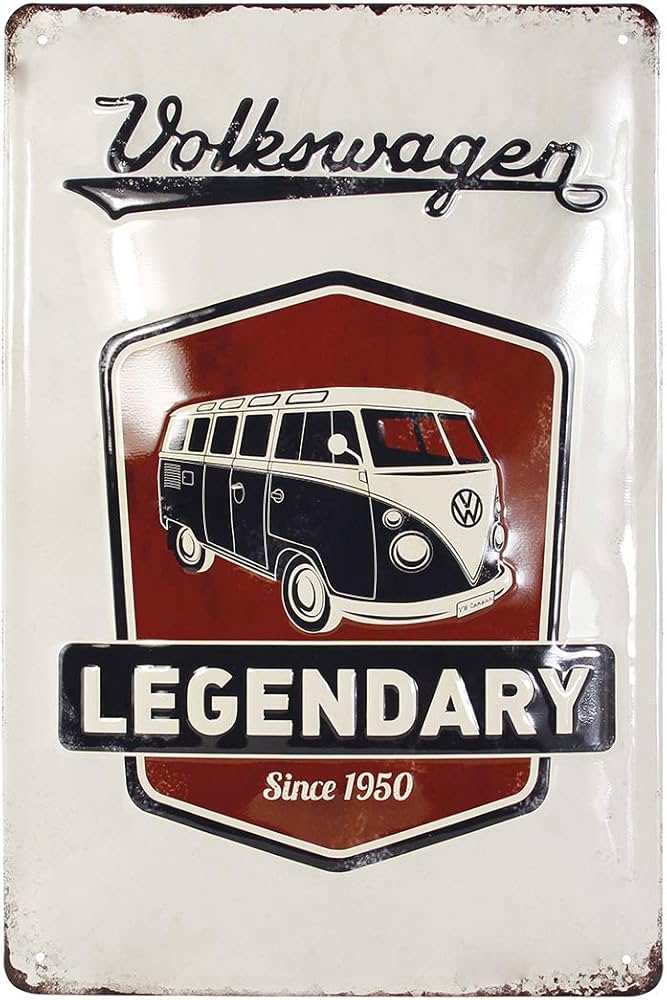 plaque métal en relief vw combi legendary