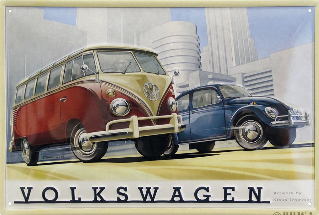 plaque déco publicitaire combi beetle vintage