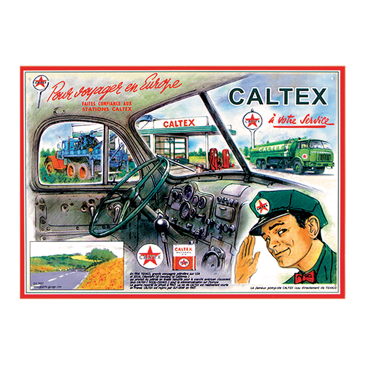 Plaque métal Station-service Caltex publicitaire