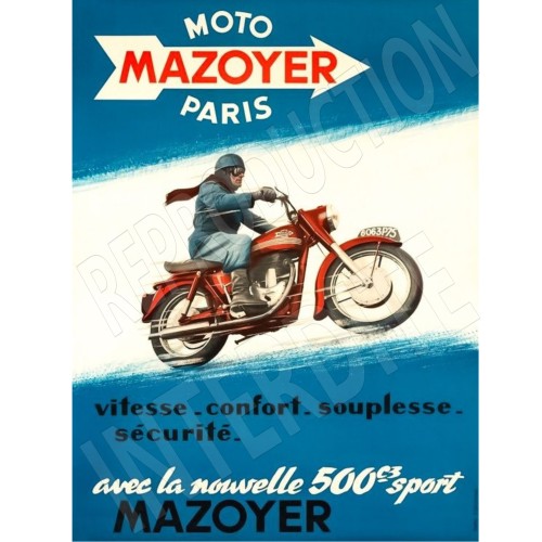 Plaque publicitaire moto Mazoyer publicitaire vintage