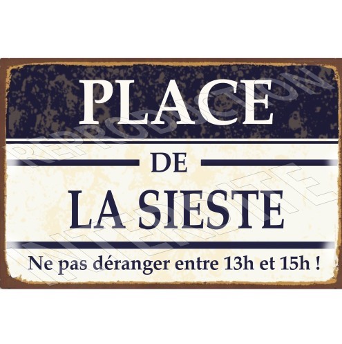 plaque métal place de la sieste 20x30