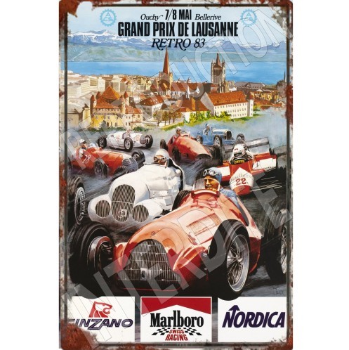 Plaque métal Grand prix rétro de Lausanne