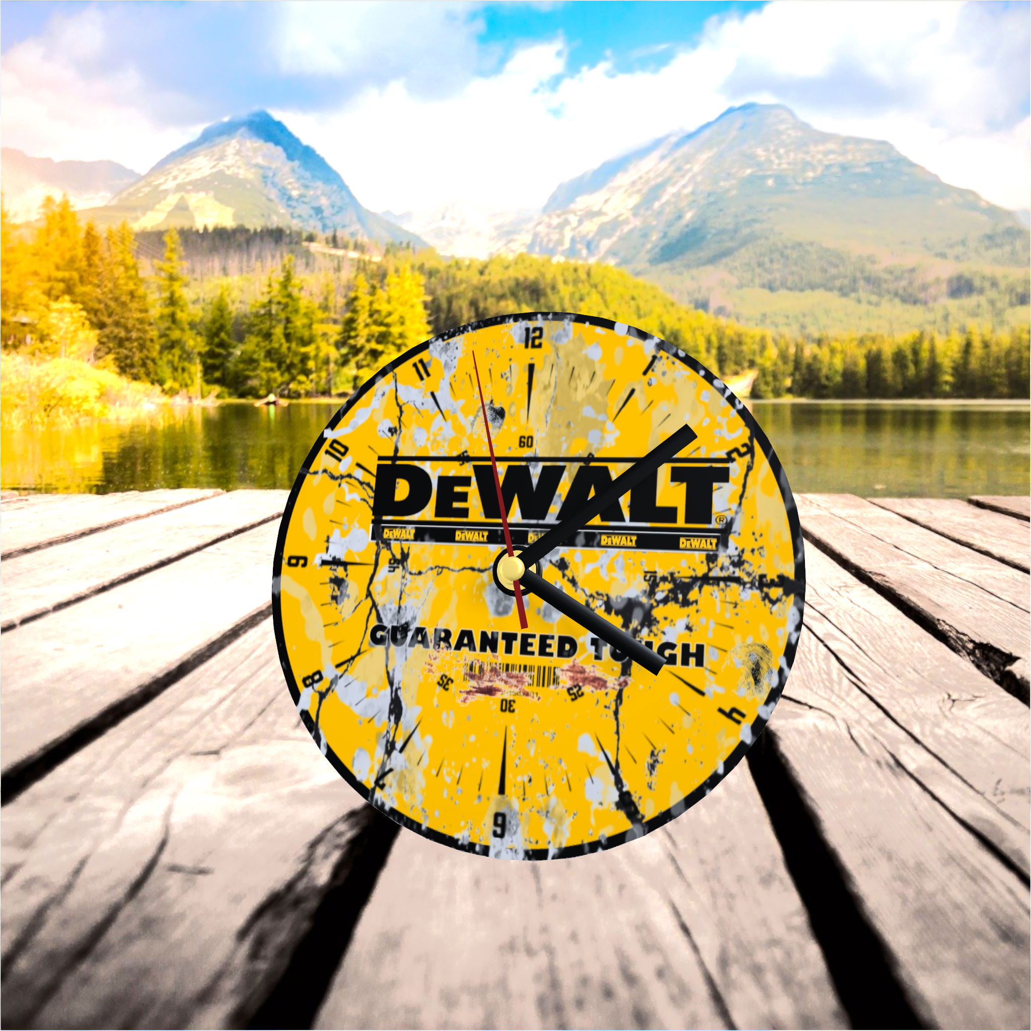Horloge publicitaire Dewalt