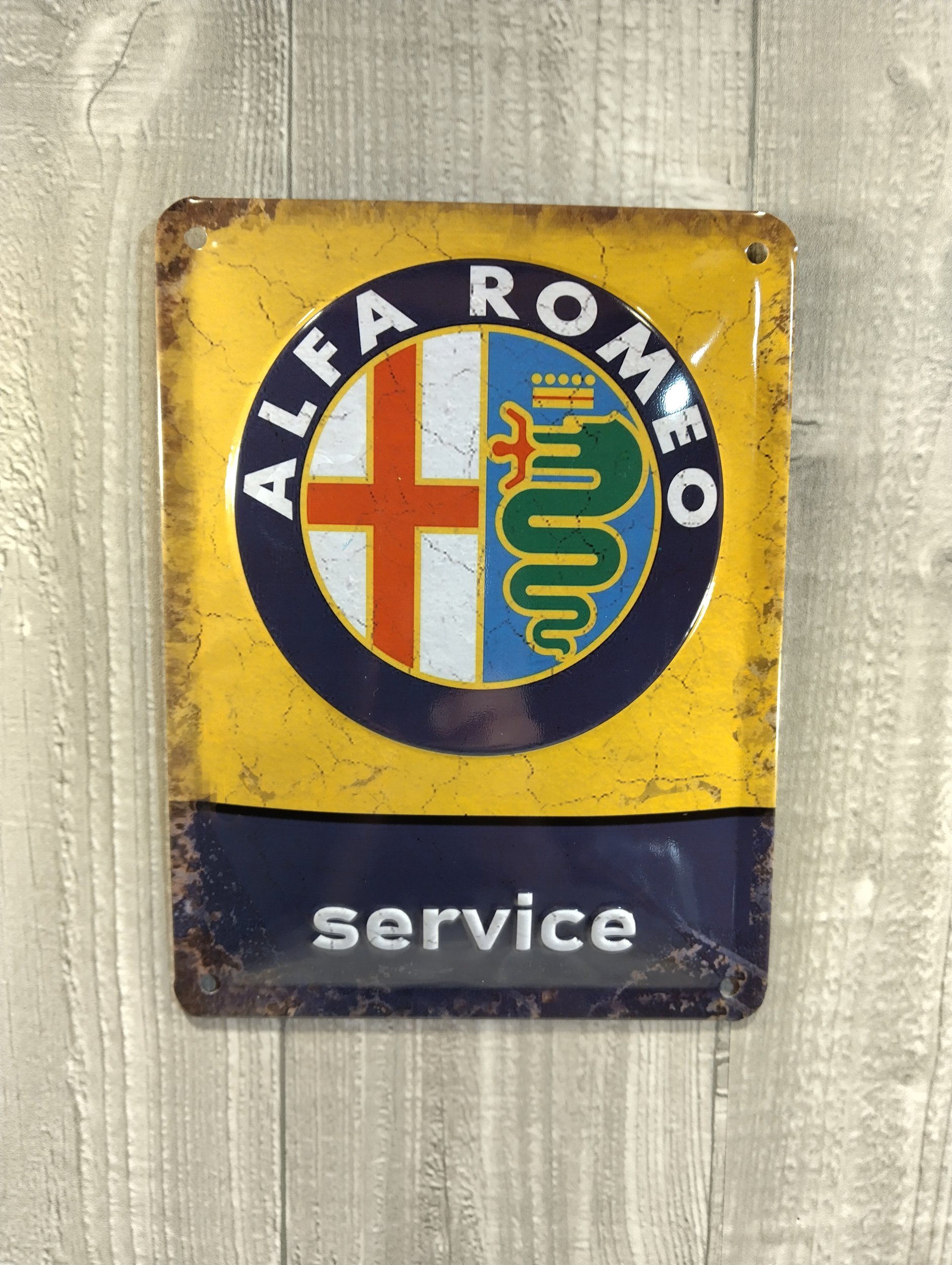 Plaque publicitaire Alfa Roméo Service vintage