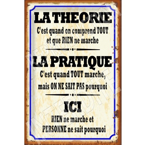 plaque métal théorie-pratique 20x30