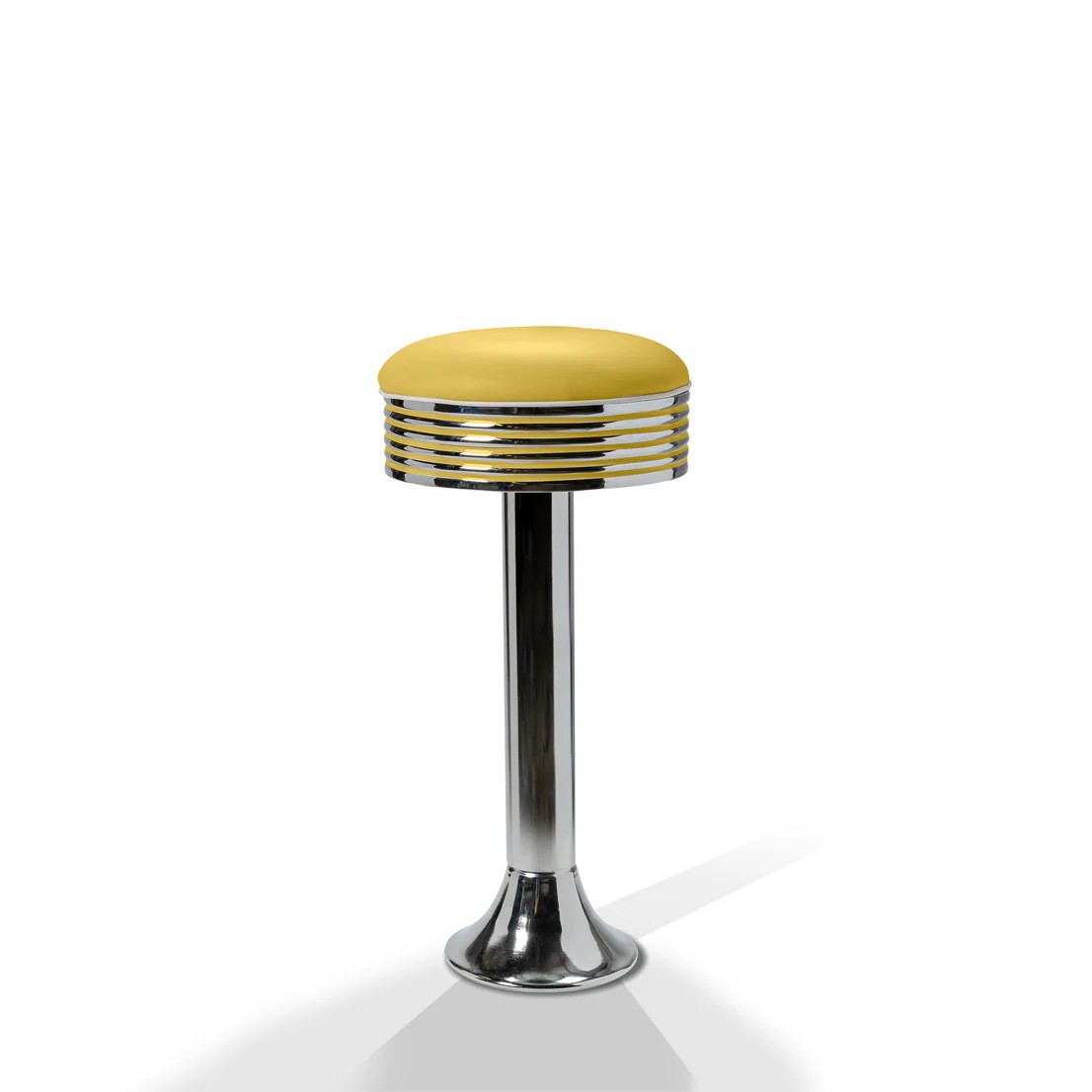 Tabouret de bar sur pied chromé Casey jaune mobilier américain