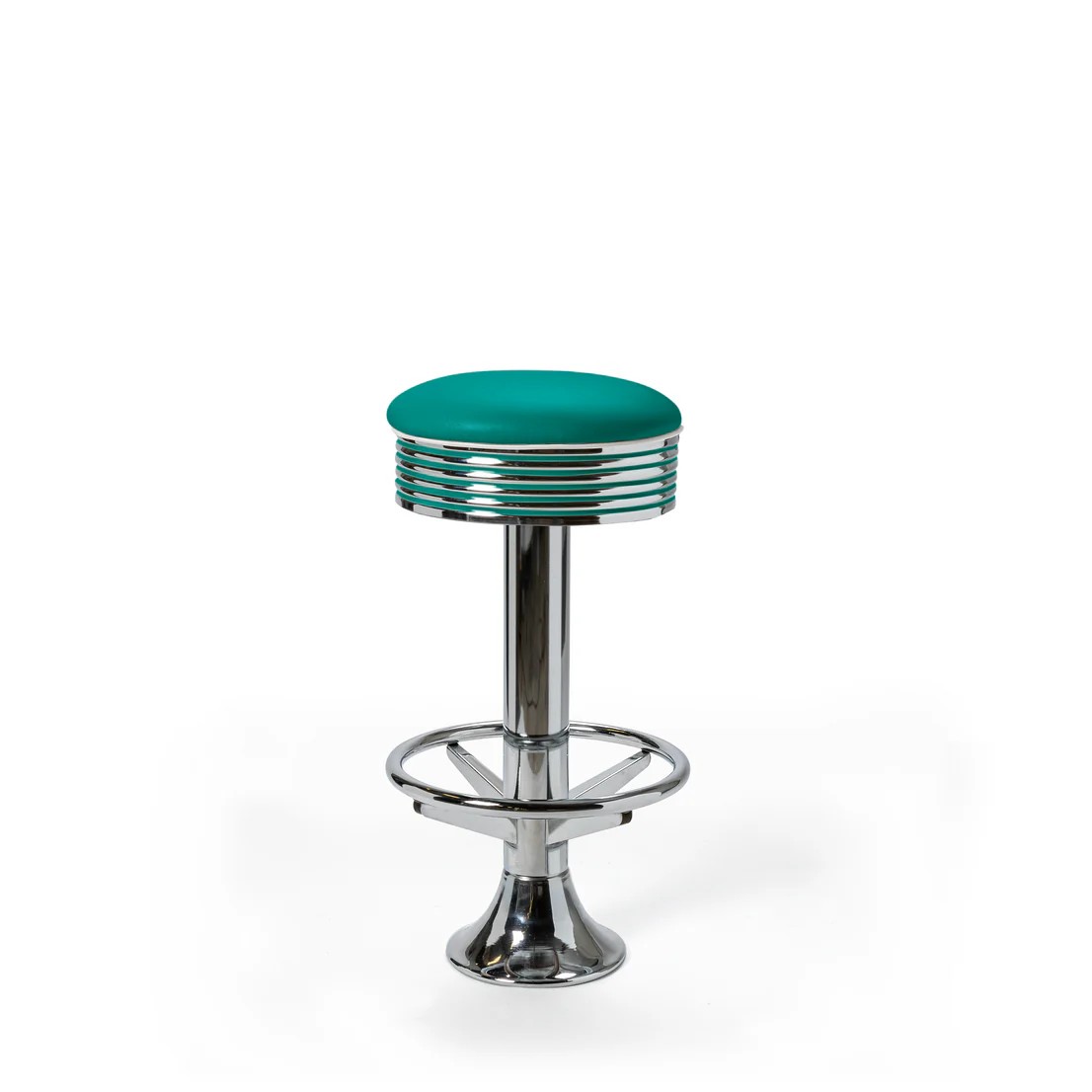 Tabouret de bar avec repose-pieds chromés Casey pétrol