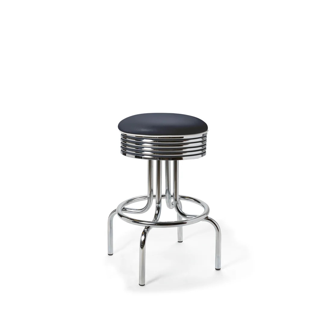 Tabouret de bar bas avec repose-pieds Airline mobilier américain bleu marine