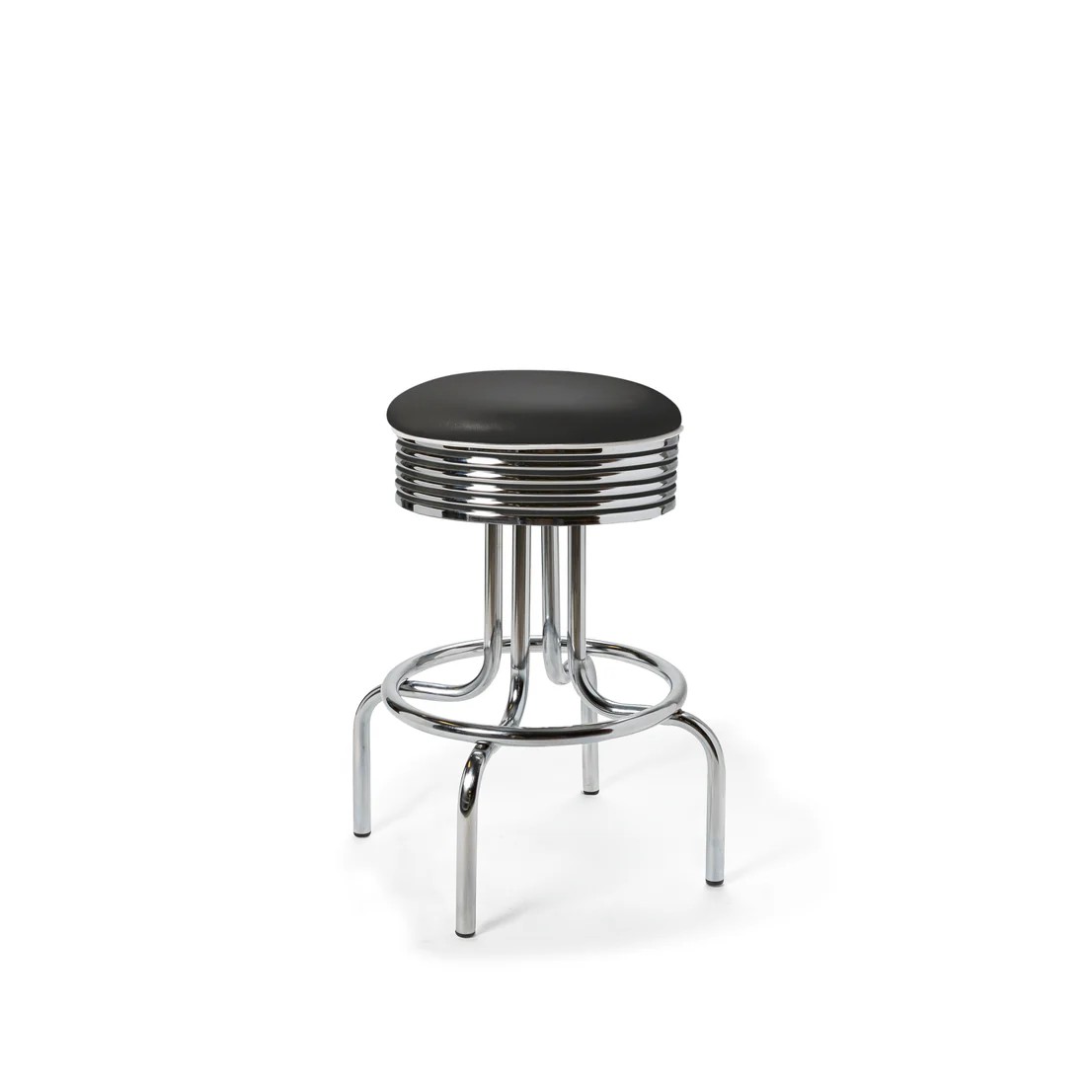 Tabouret de bar bas avec repose-pieds Airline mobilier américain noir
