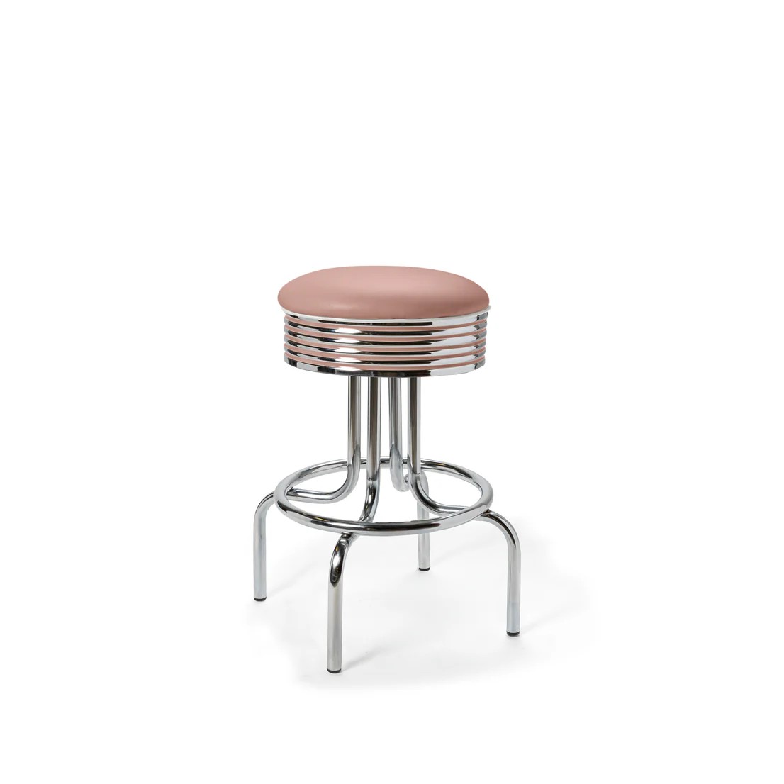 Tabouret de bar bas avec repose-pieds Airline mobilier américain rose