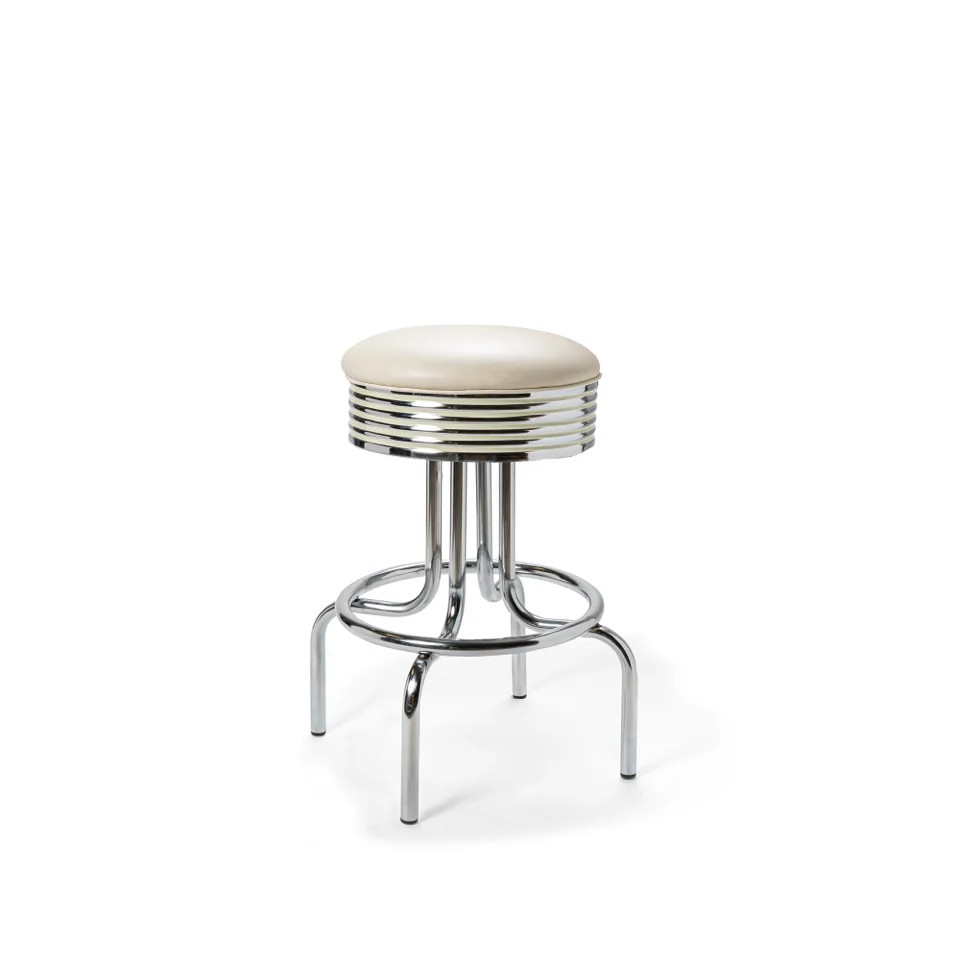 Tabouret de bar bas avec repose-pieds Airline mobilier américain blanc