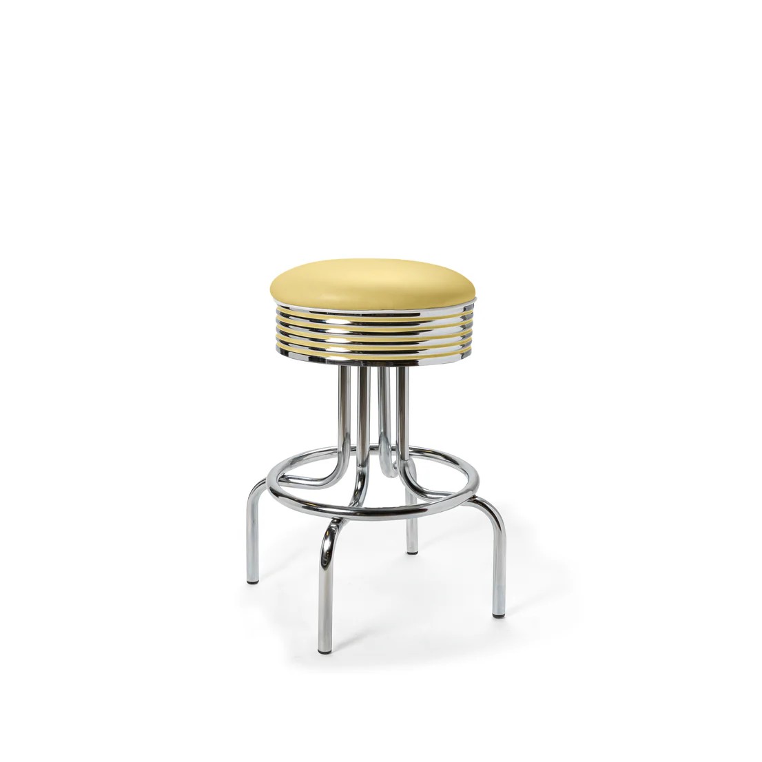 Tabouret de bar bas avec repose-pieds Airline mobilier américain jaune