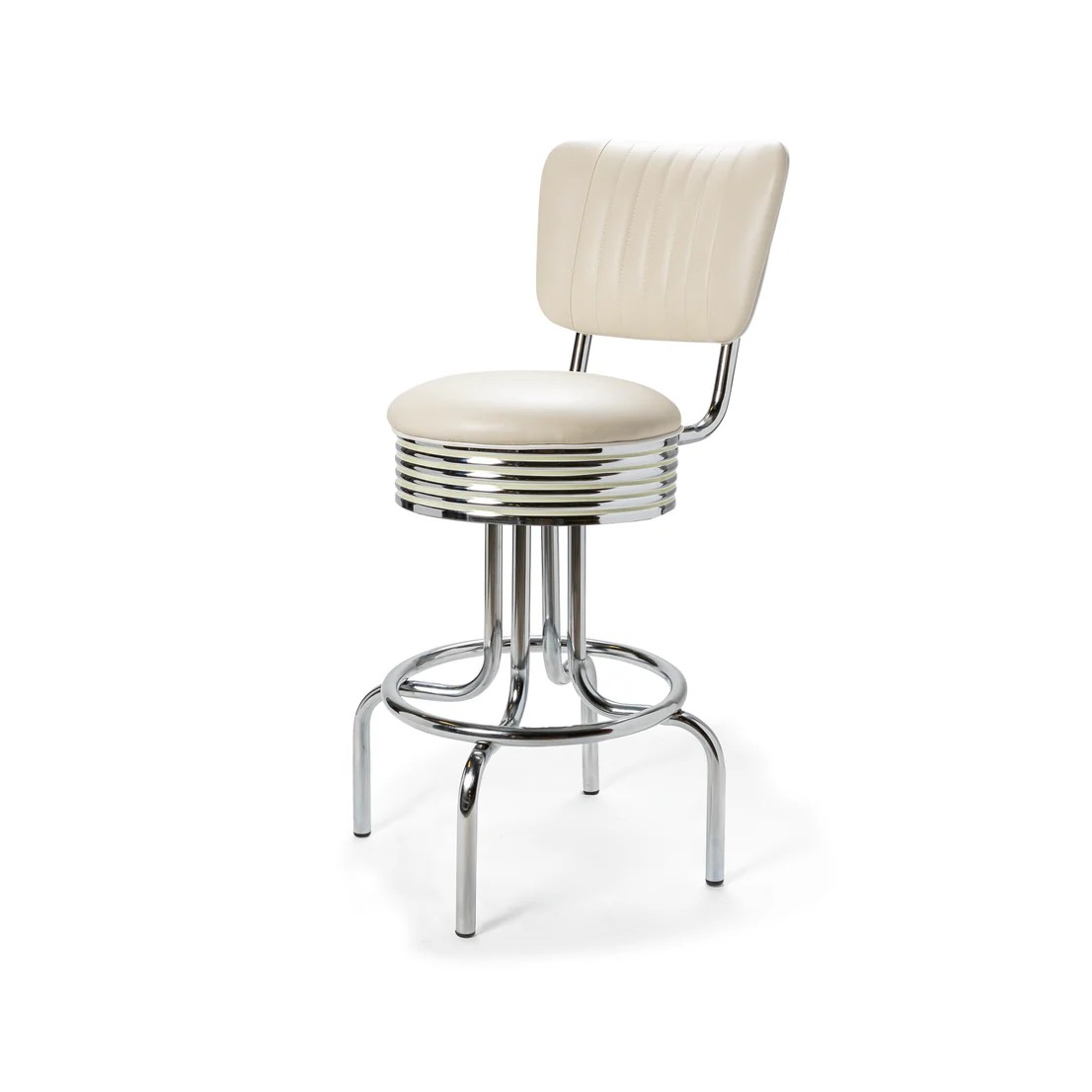 Tabouret de bar bas avec dossier Airline  mobilier américain blanc