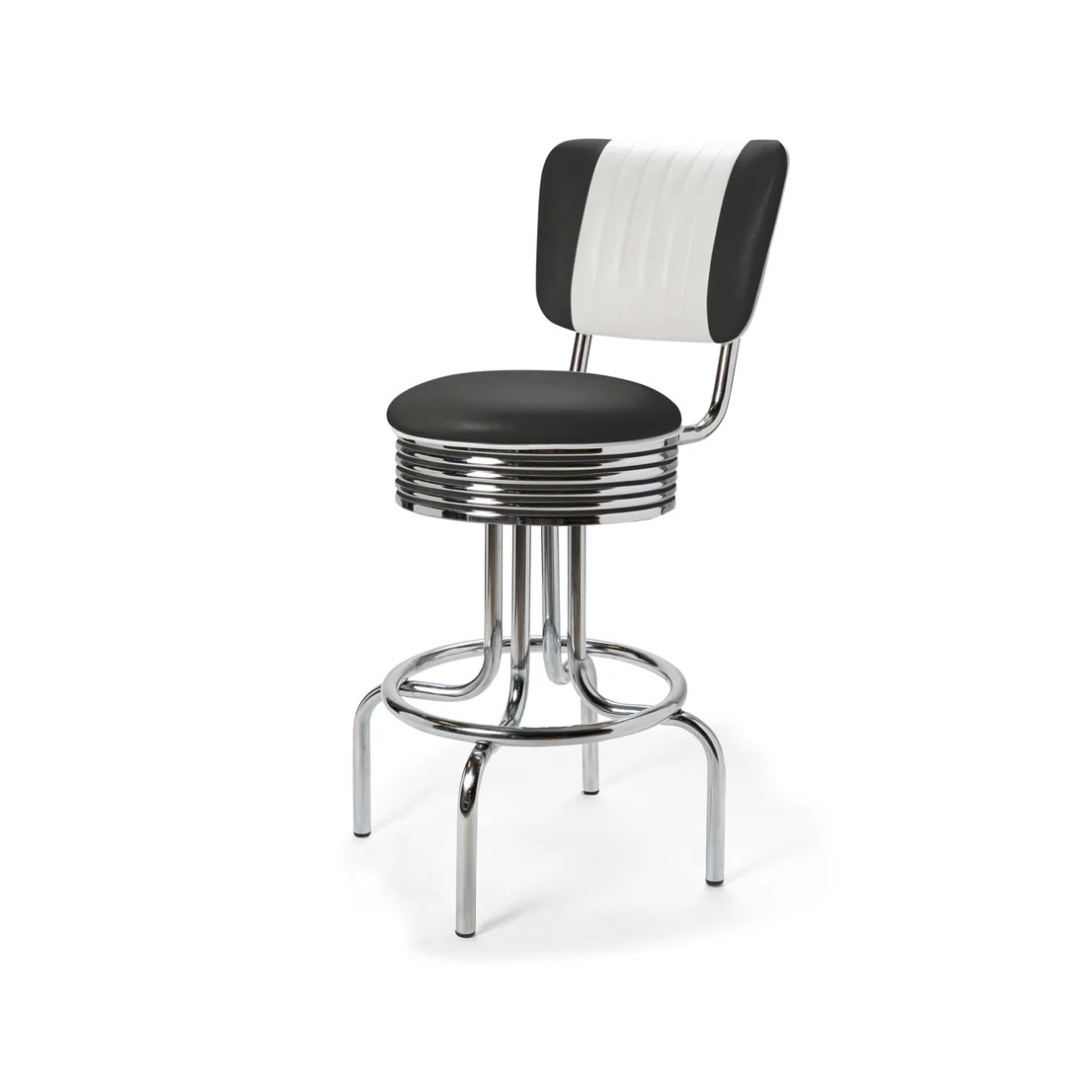 Tabouret de bar bas avec dossier Airline  mobilier américain noir