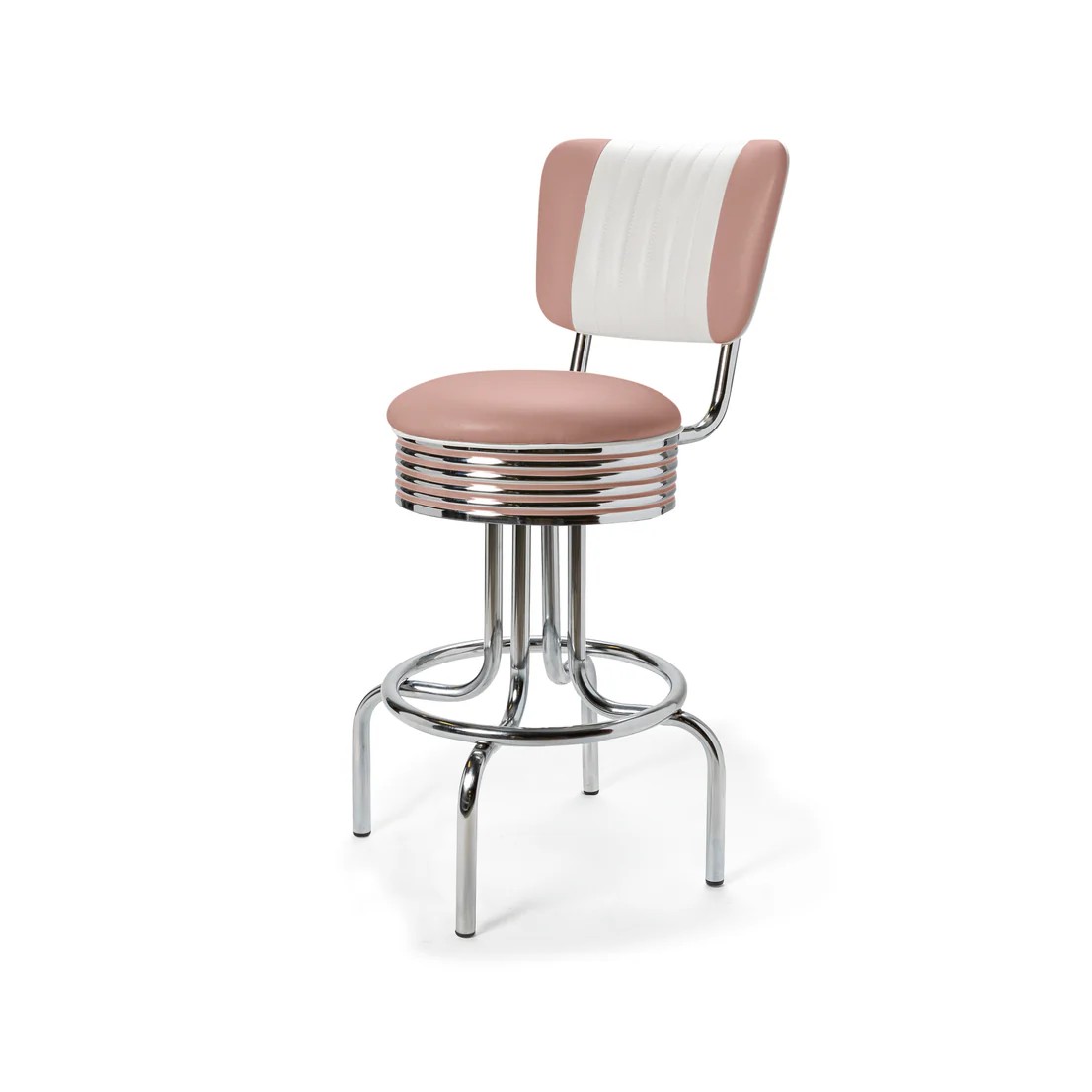 Tabouret de bar bas avec dossier Airline  mobilier américain rose