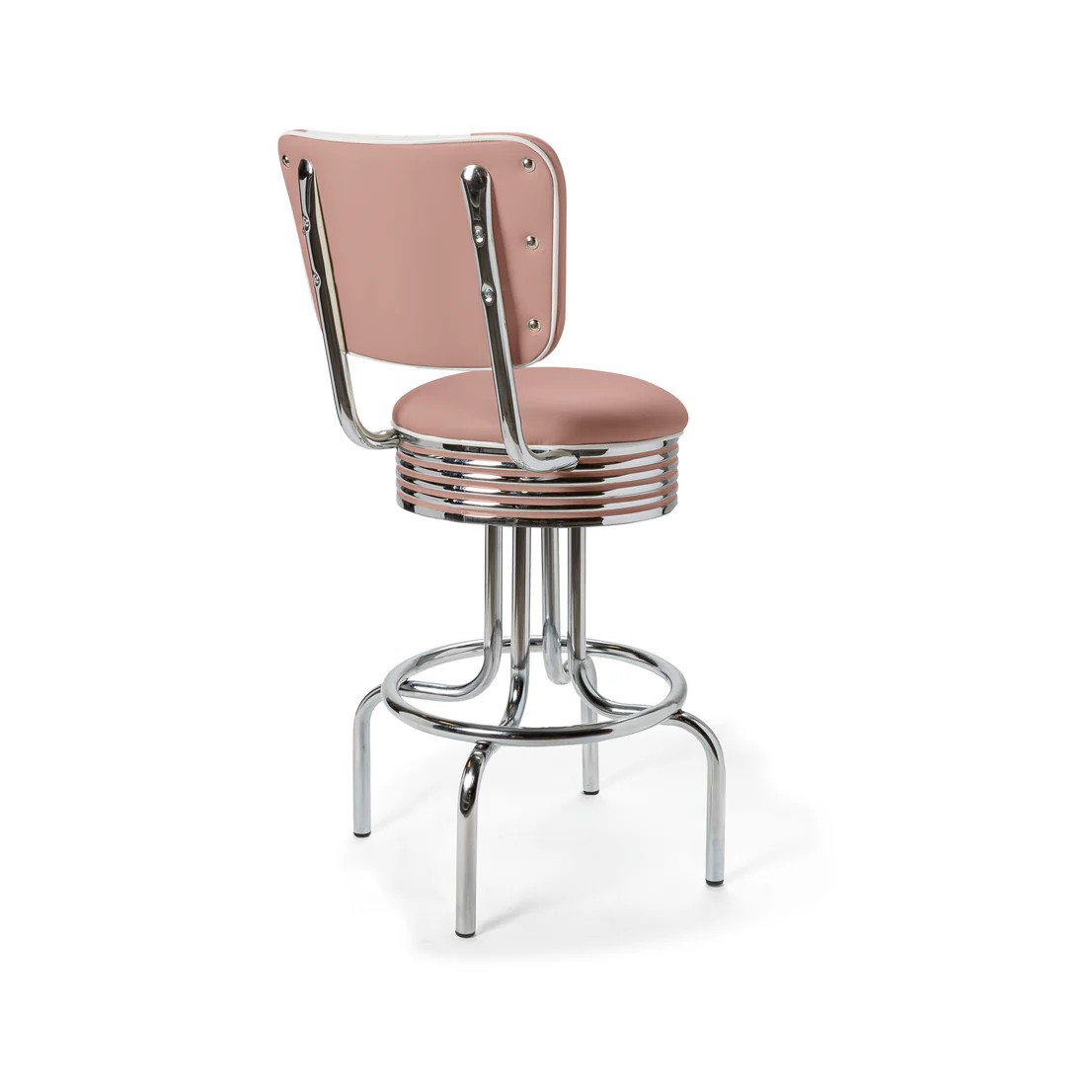 Tabouret de bar bas avec dossier Airline rose