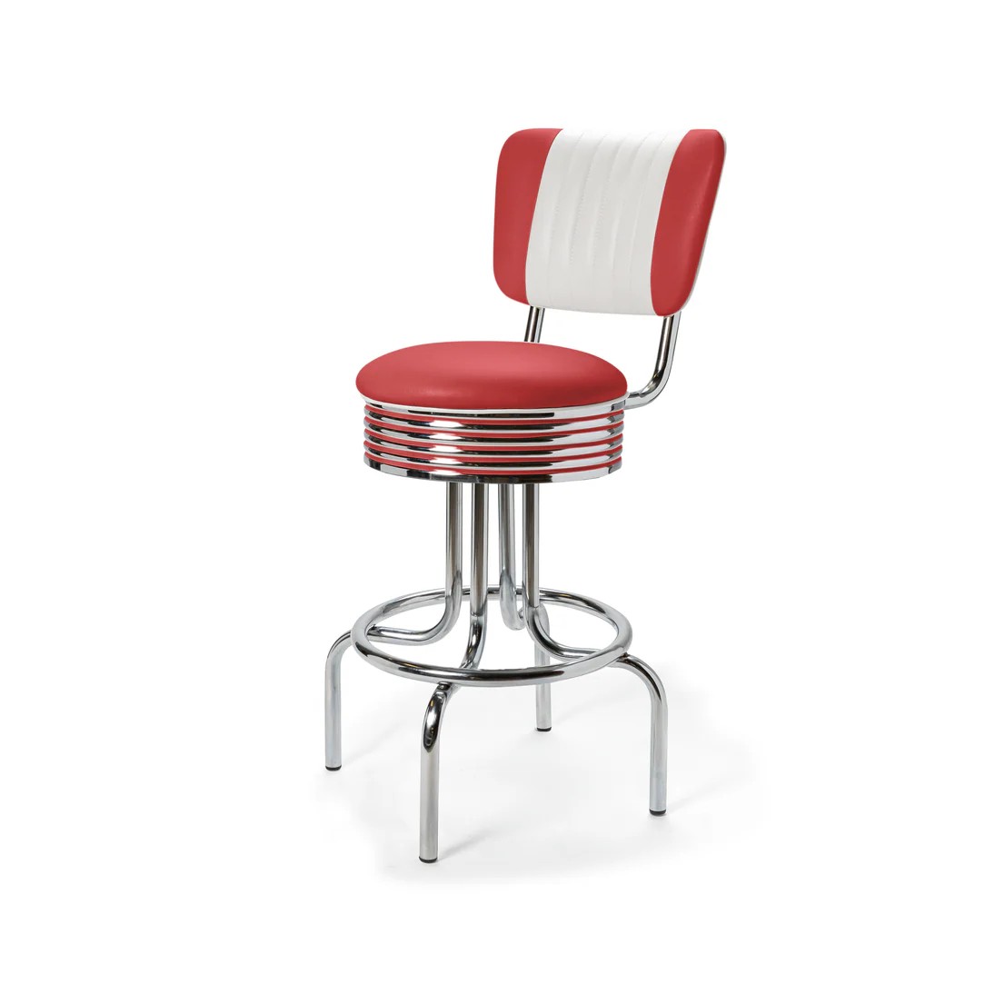 Tabouret de bar bas avec dossier Airline  mobilier américain rouge