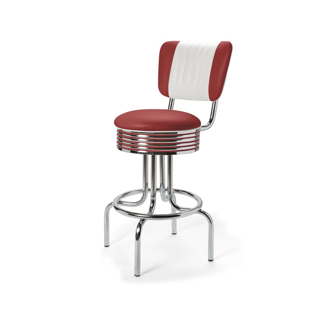 Tabouret de bar bas avec dossier Airline  mobilier américain ruby