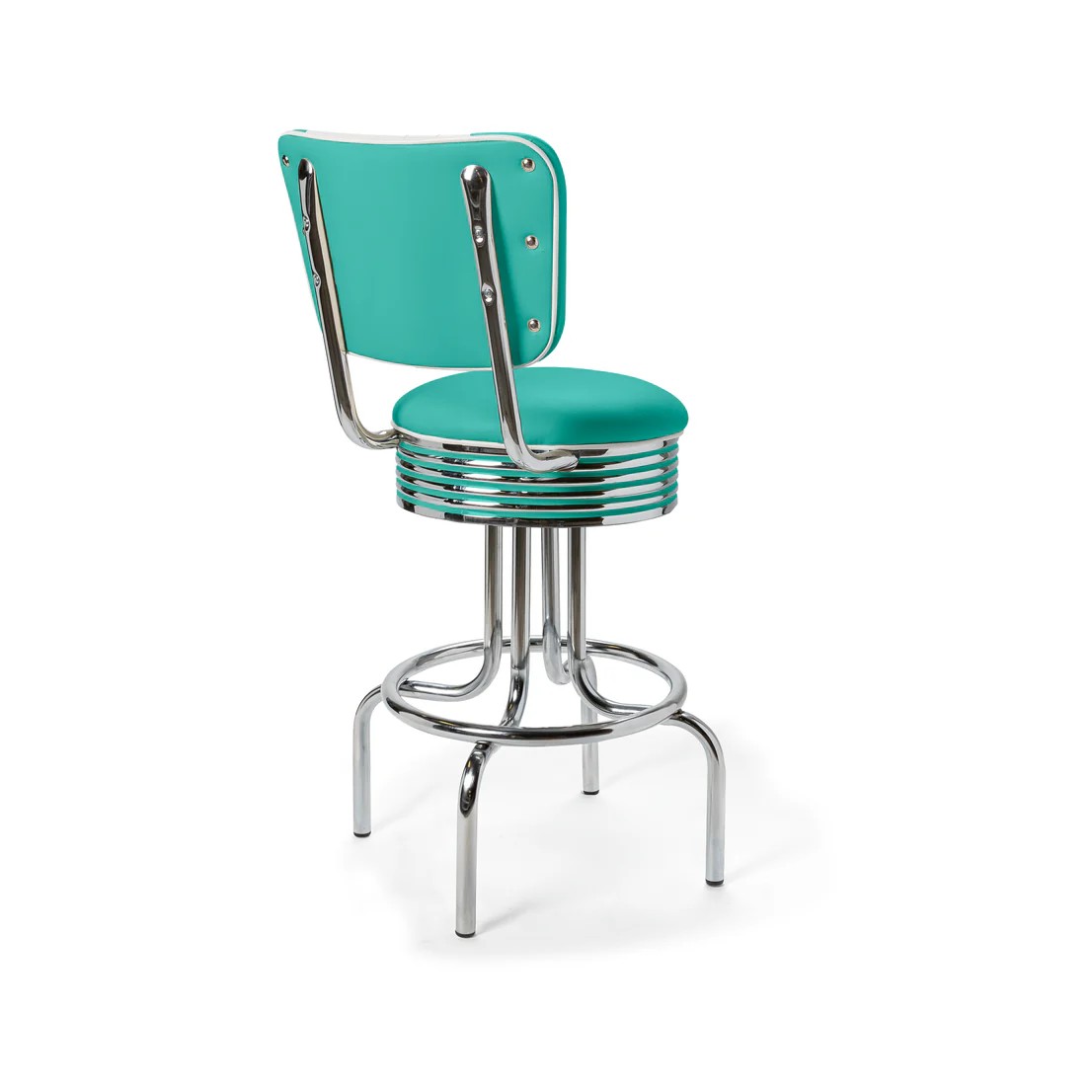 Tabouret de bar bas avec dossier Airline turquoise
