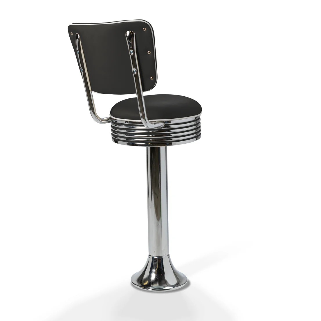 Casey Tabouret de bar Dossier  Chrome mobilier américain noir