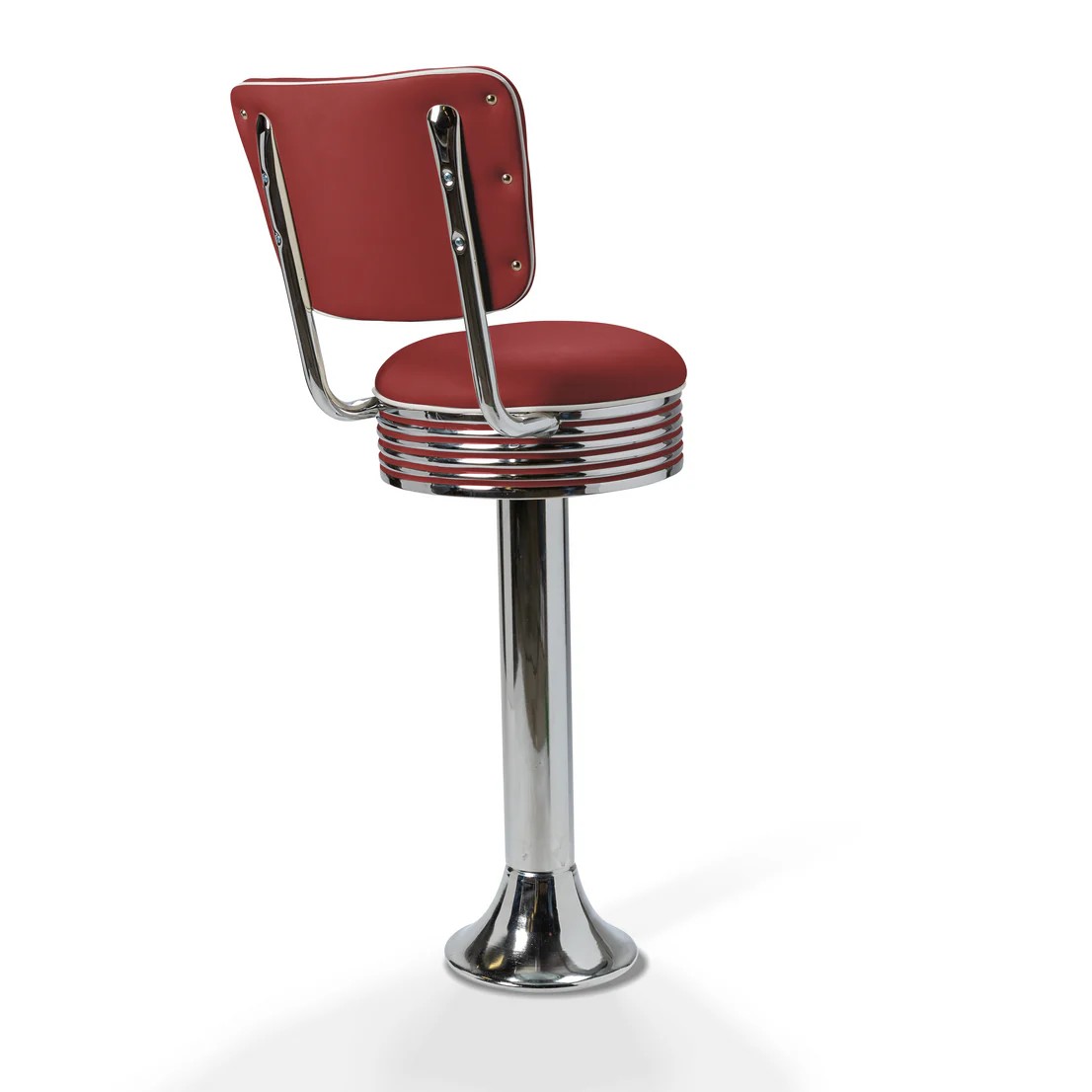 Casey Tabouret de bar Dossier  Chrome mobilier américain ruby