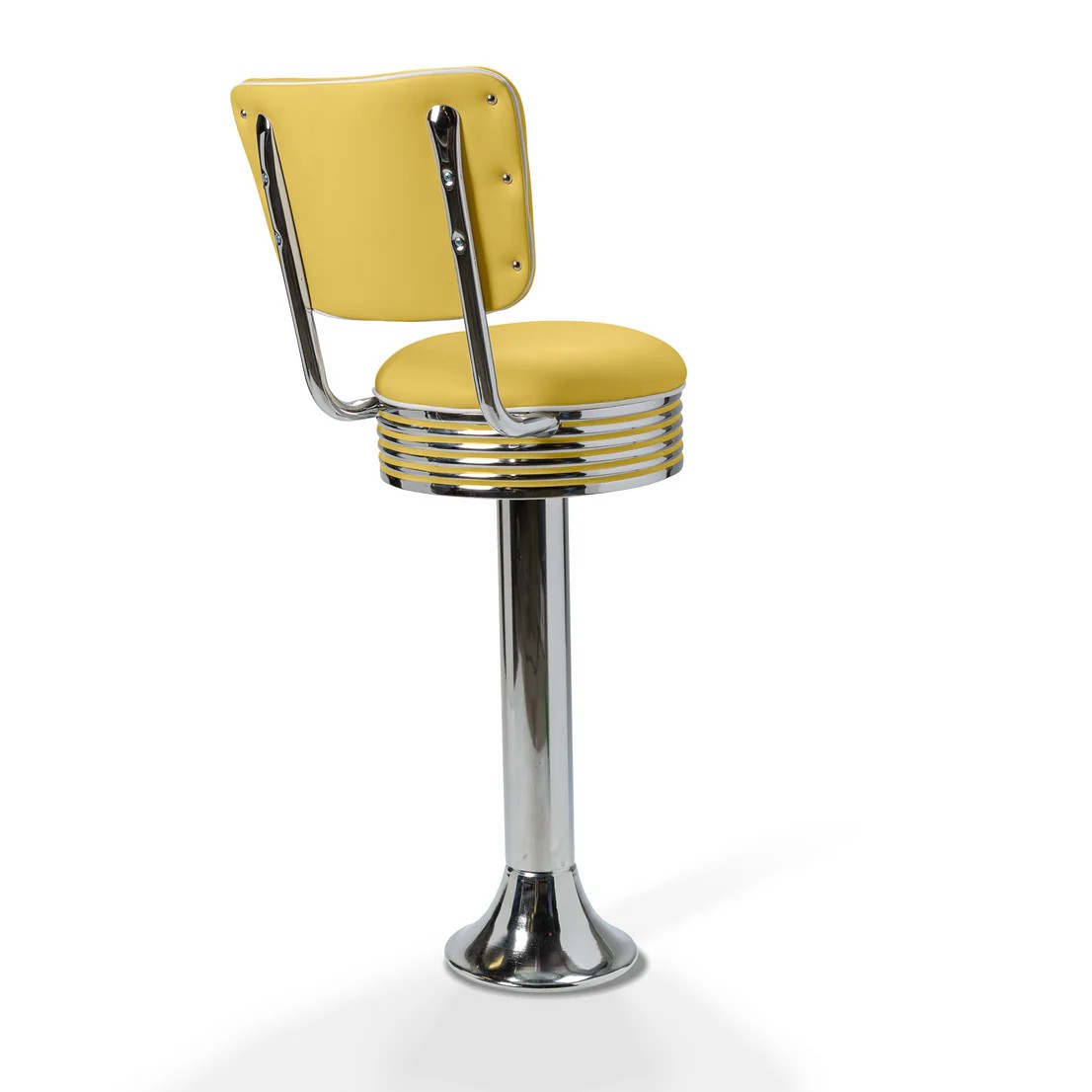 Casey Tabouret de bar Dossier  Chrome mobilier américain jaune