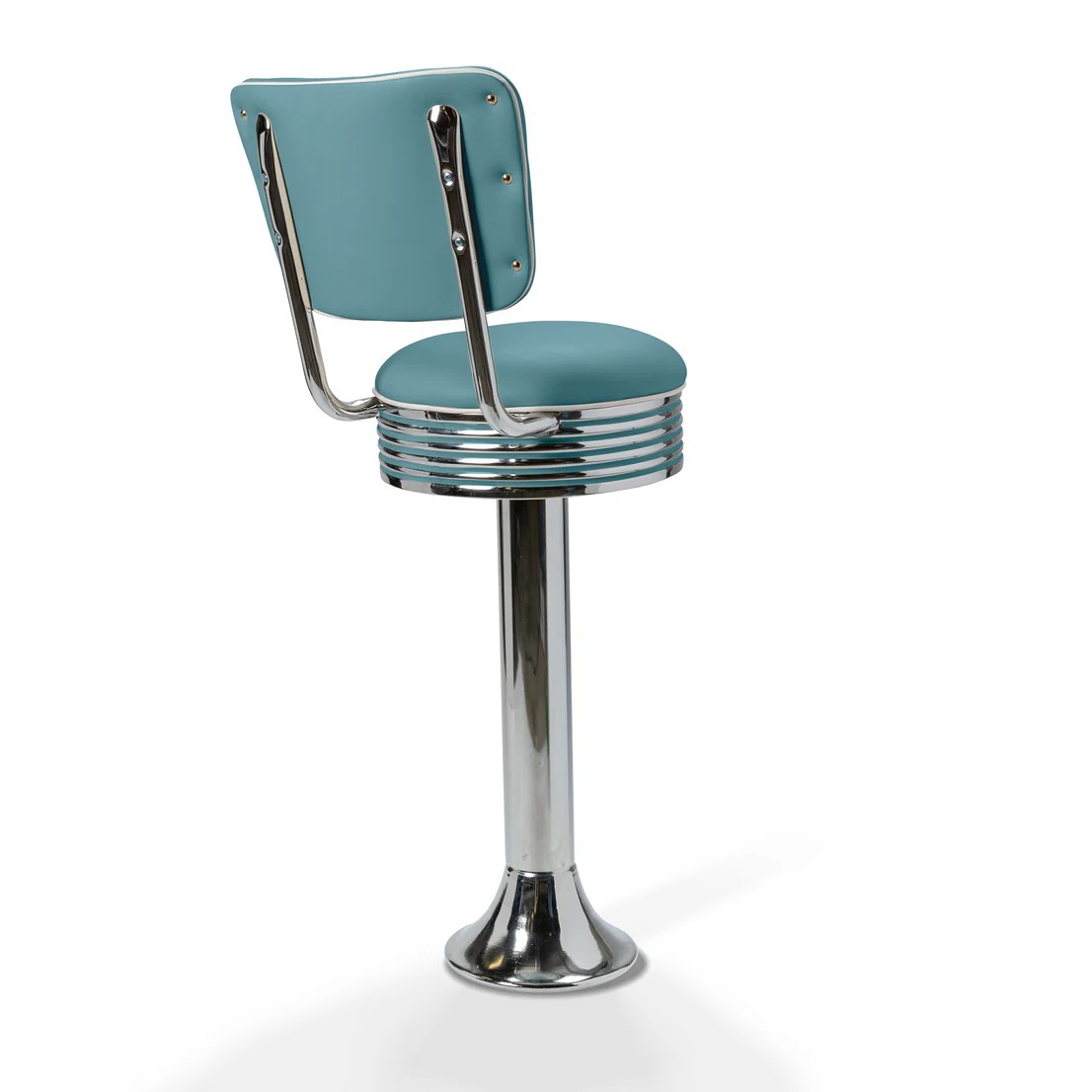 Casey Tabouret de bar Dossier  Chrome mobilier américain bleu