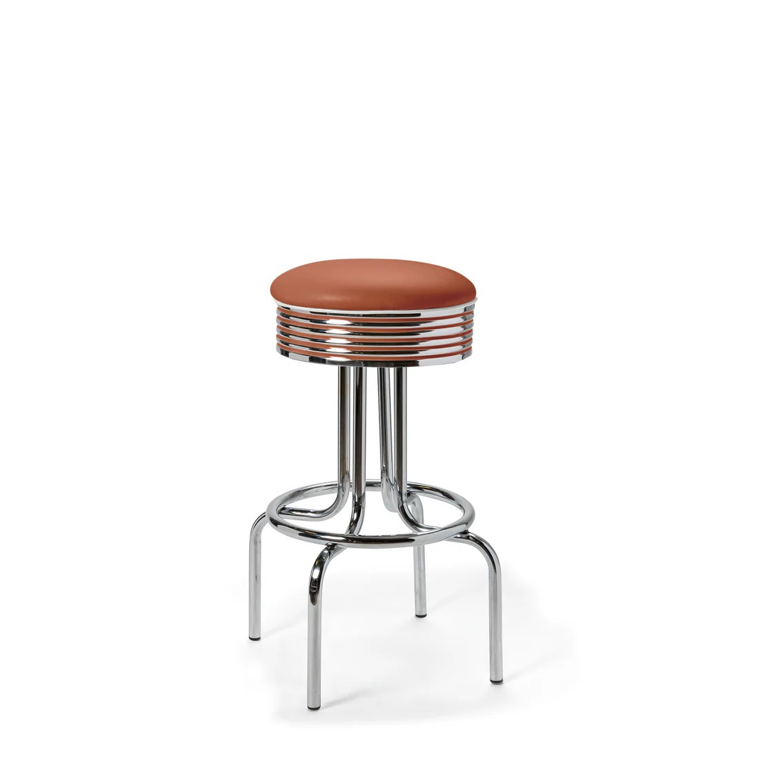 Tabouret de bar repose-pieds chromés Airline mobilier américain ocre