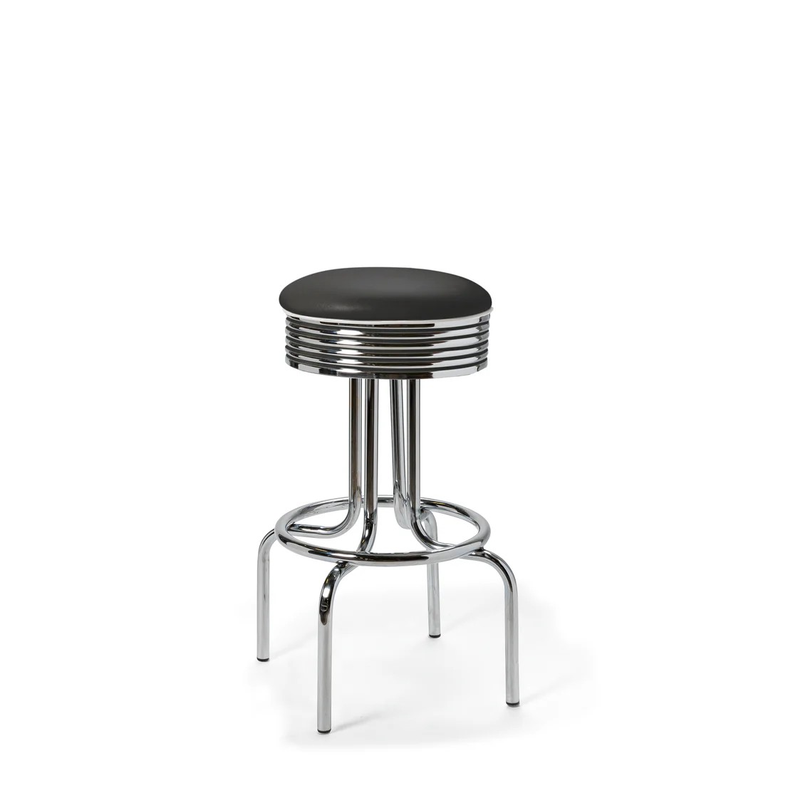 Tabouret de bar repose-pieds chromés Airline mobilier américain noir
