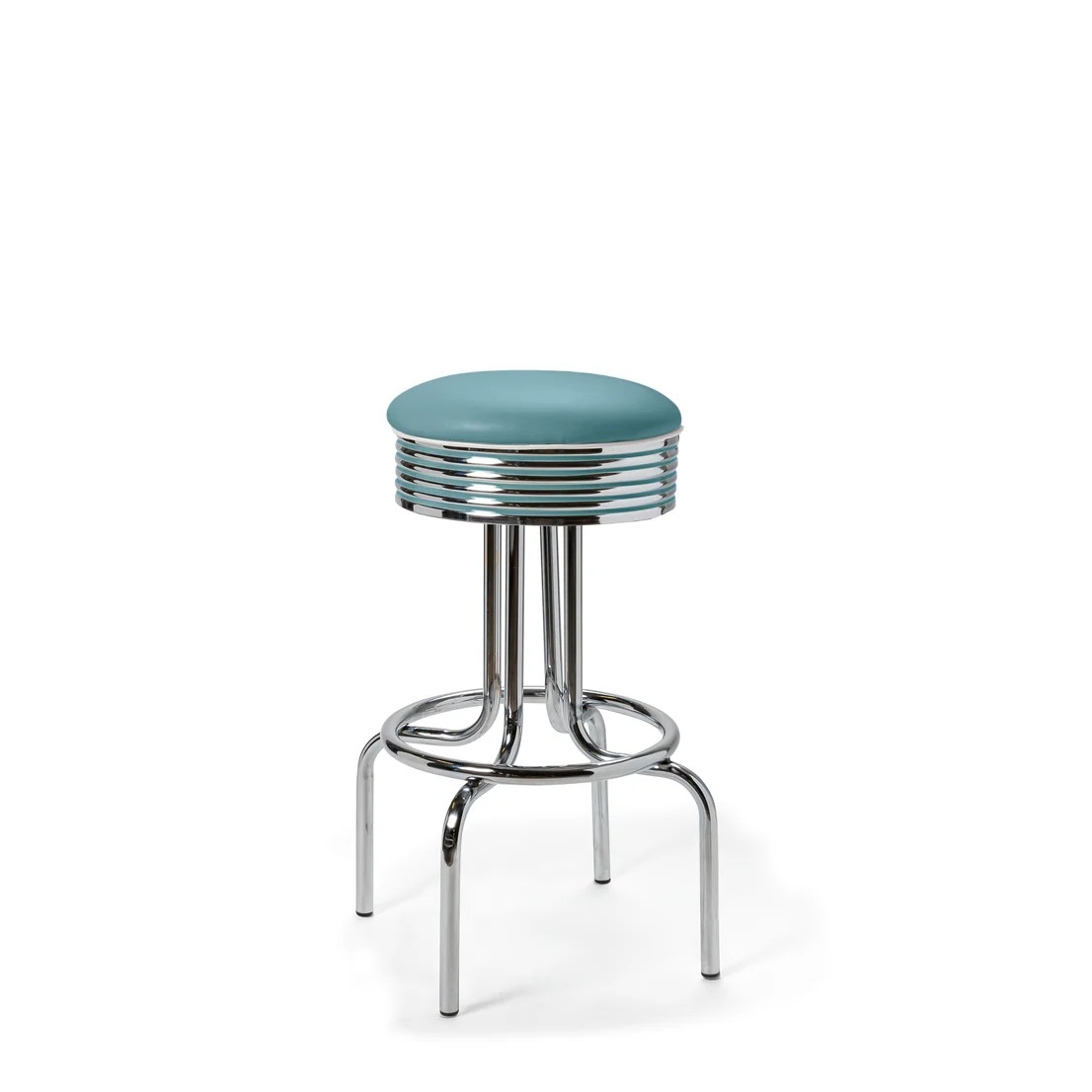 Tabouret de bar repose-pieds chromés Airline mobilier américain bleu