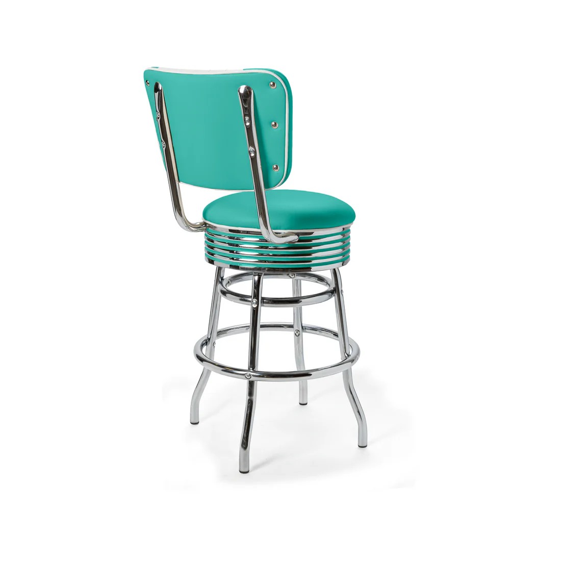 Tabouret de bar Palace Dossier Chrome turquoise