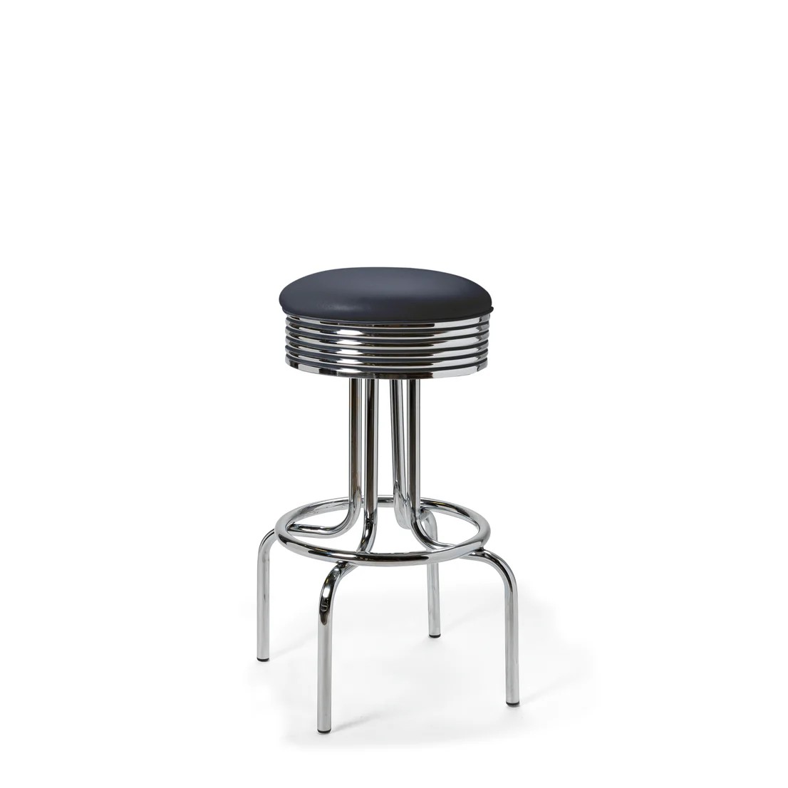 Tabouret de bar repose-pieds chromés bleu marineAirline