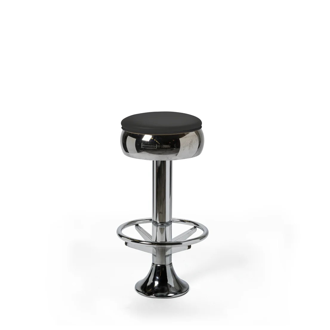 Tabouret de bar avec repose-pieds Casey noir