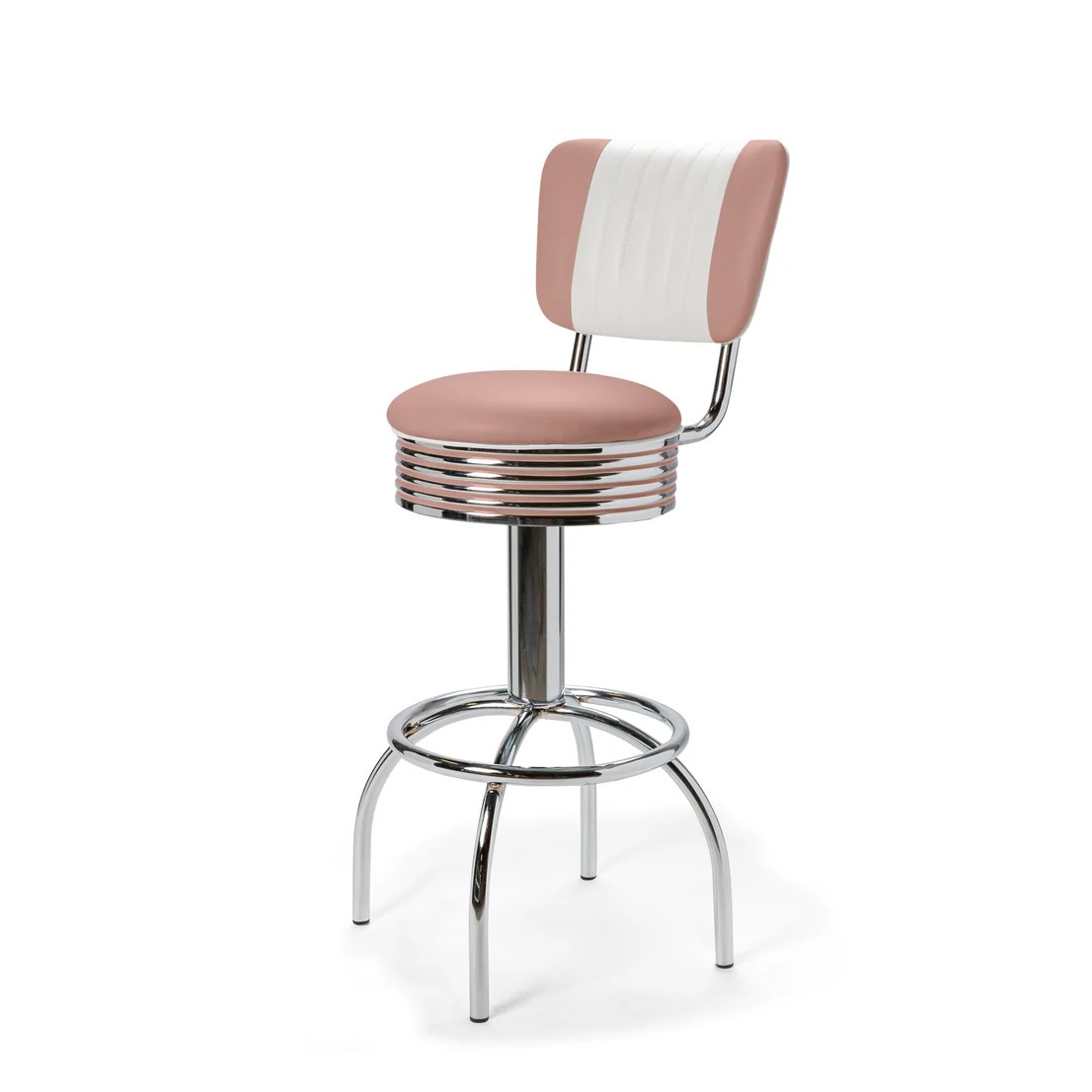 Tabouret de bar dossier bicolore Comet mobilier américain rose