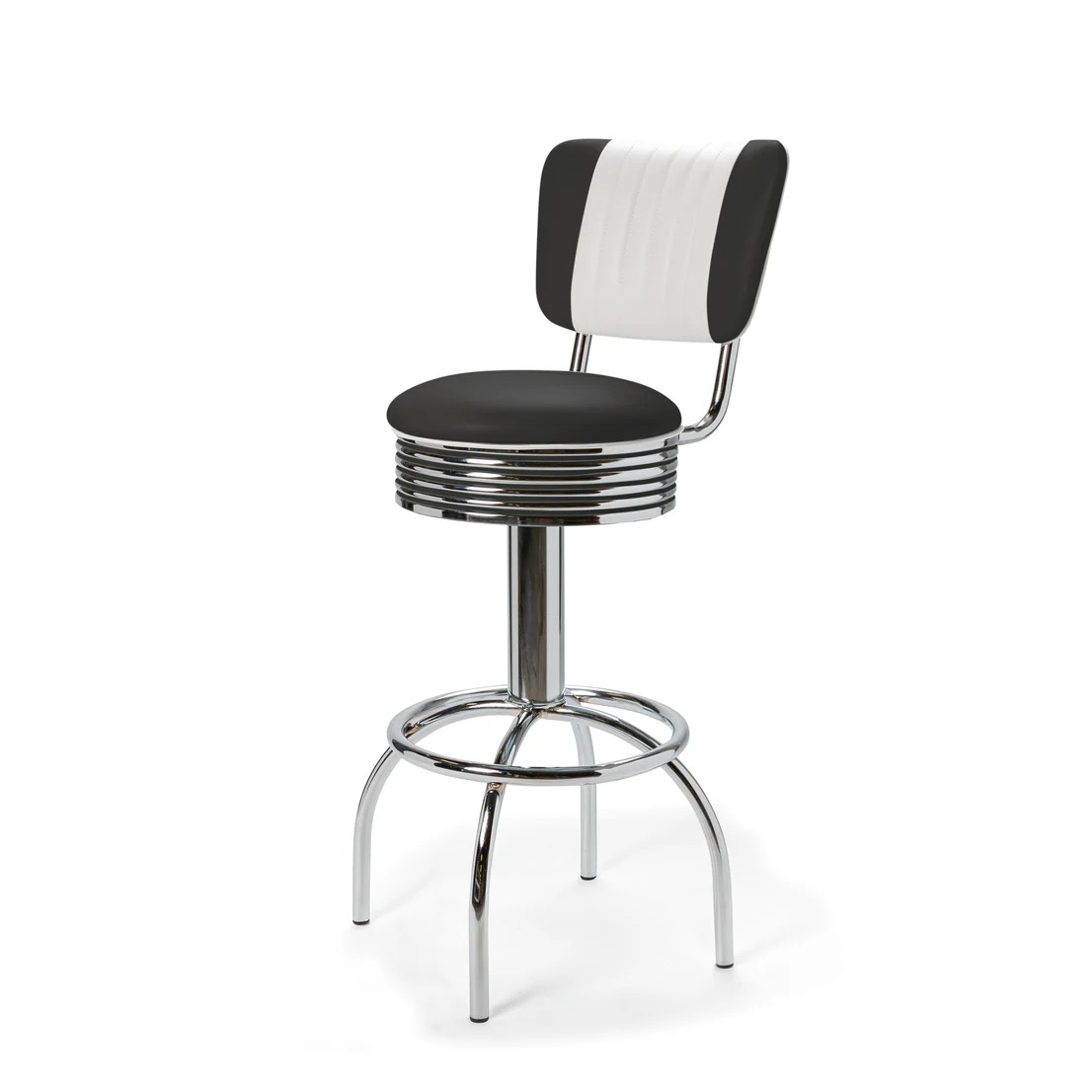 Tabouret de bar dossier bicolore Comet mobilier américain noir